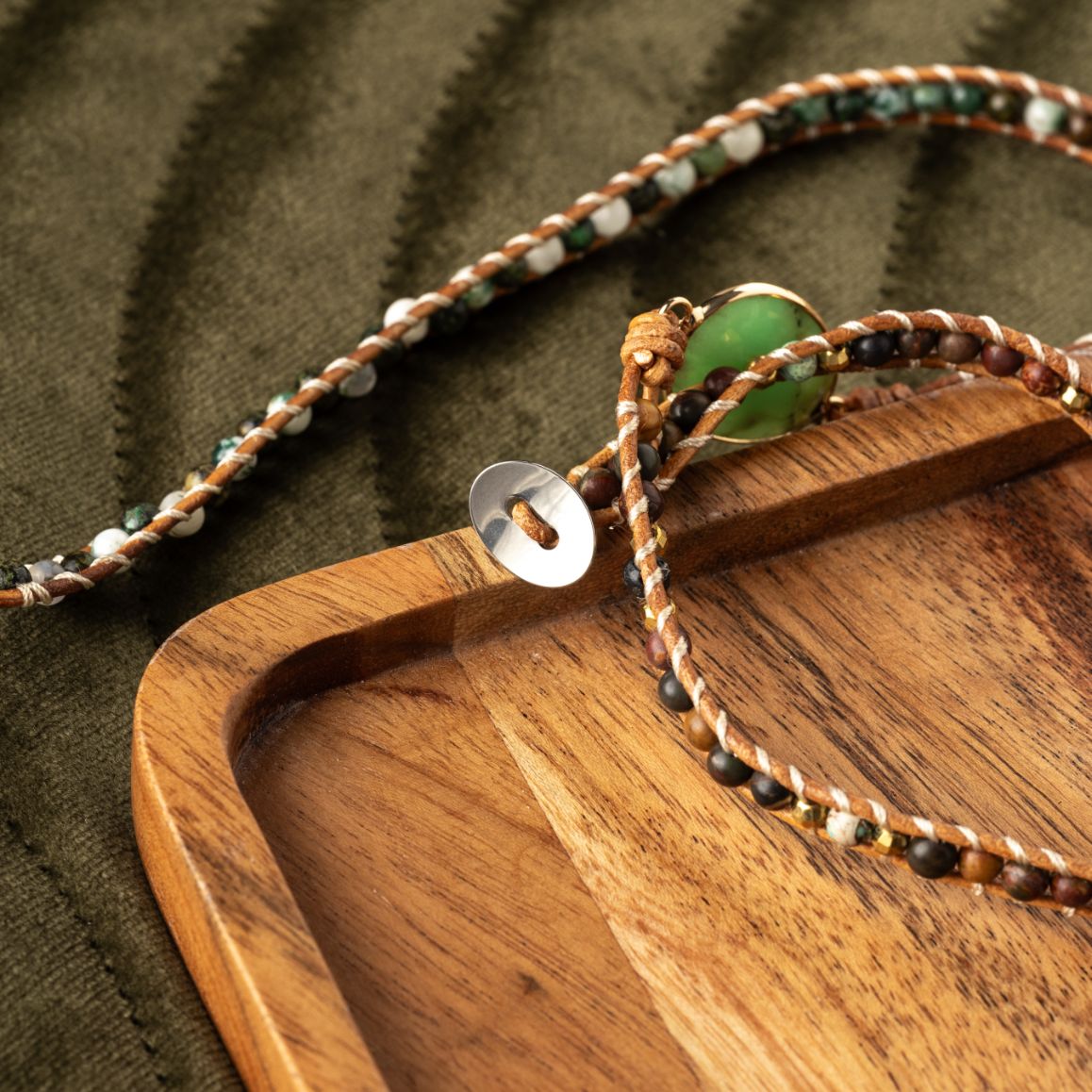 Chrysopras Wickelarmband - Australischer Jade - Verstellbar