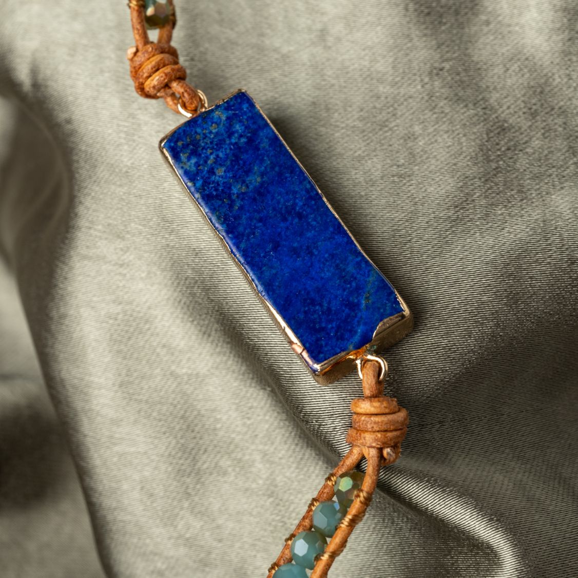 Lapis Lazuli Wickelarmband - Block - Verstellbar