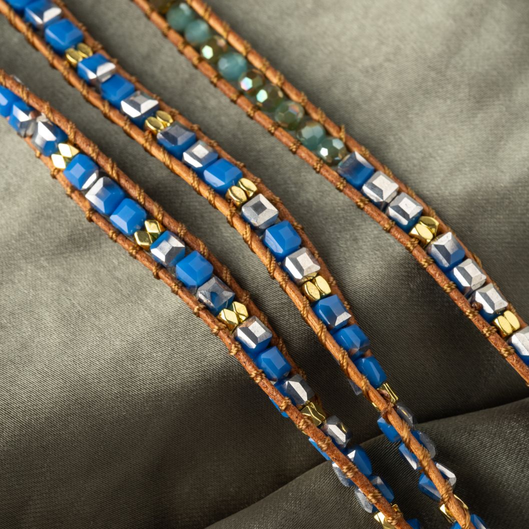 Lapis Lazuli Wickelarmband - Block - Verstellbar