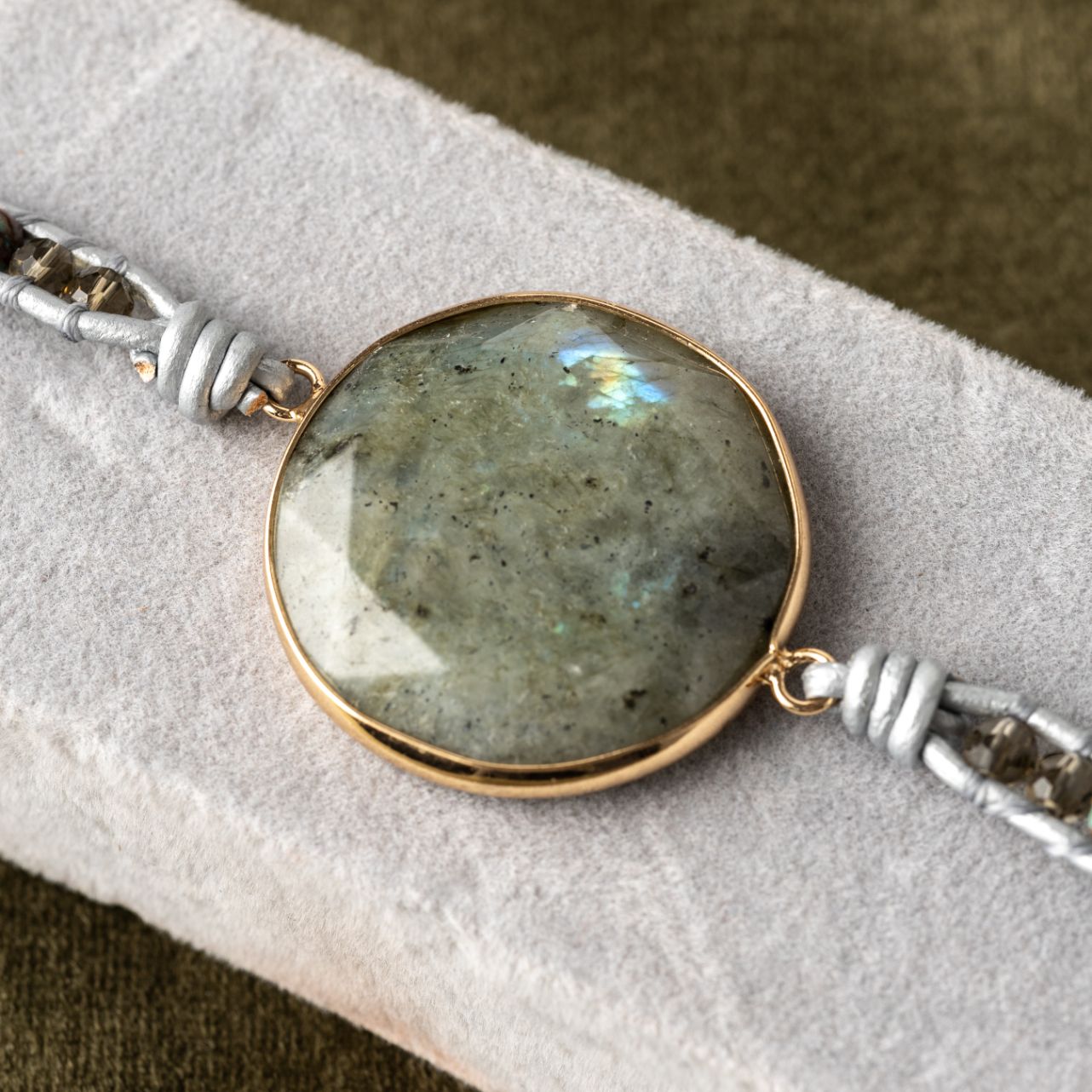 Labradorit Wickelarmband - Facettiert - Jaspis - Verstellbar