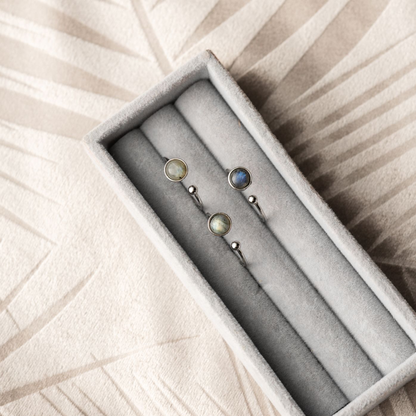 Labradorit-Ring – 925er Sterlingsilber – offener Edelsteinring – Schutz