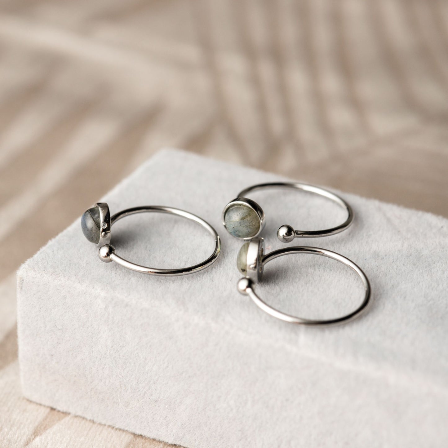 Labradorit-Ring – 925er Sterlingsilber – offener Edelsteinring – Schutz