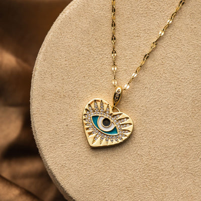 Halskette mit bösem Blick – Nazar-Herz – vergoldet