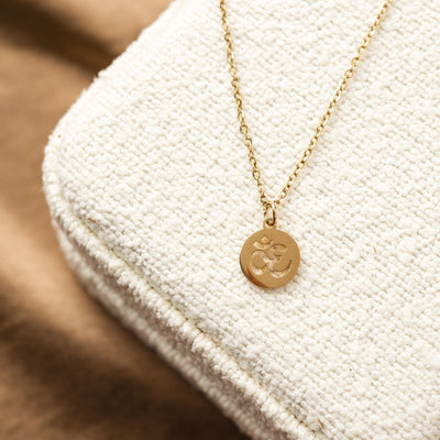 Ohm-Halskette – Edelstahl – Mantra-Münze – Gold