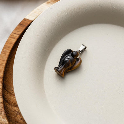 Tigerauge Anhänger - Brauner Schutzengel - Edelsteinengel - Schutz