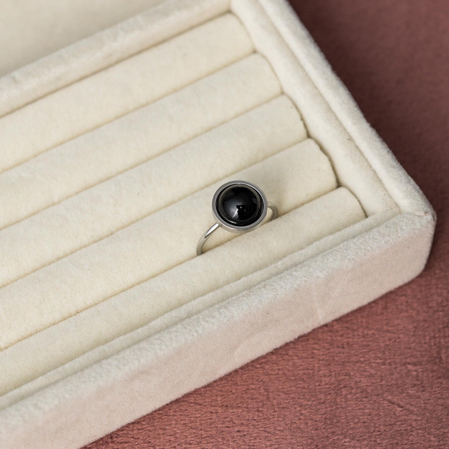 Onyx-Ring – verstellbarer Edelstahl – offener Edelsteinring – Zielstrebigkeit