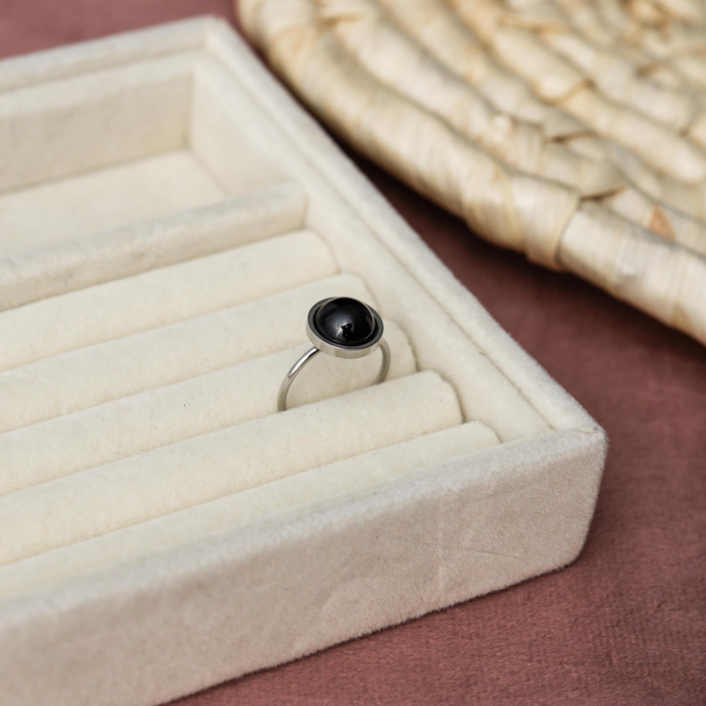 Onyx-Ring – verstellbarer Edelstahl – offener Edelsteinring – Zielstrebigkeit