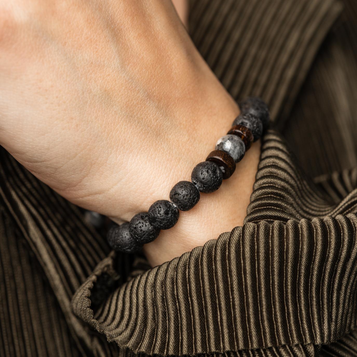 Balance-Armband – Sandelholz – Lavastein und Labradorit – Stabilität