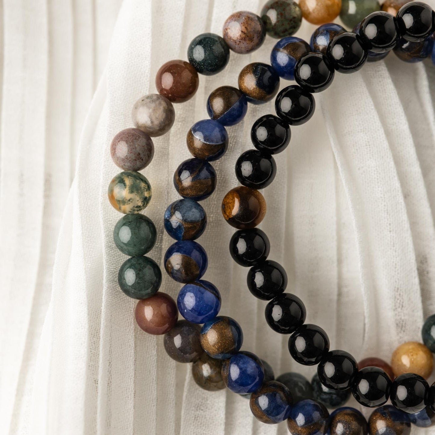 3er-Set – Balance-Armbänder – Achat und Tigerauge – Einblick