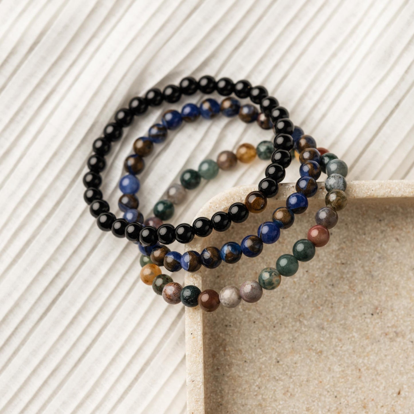 3er-Set – Balance-Armbänder – Achat und Tigerauge – Einblick