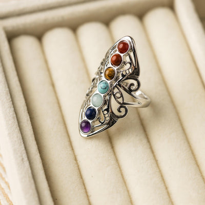 Chakra-Ring klassisch – 7 Edelsteine – verstellbar
