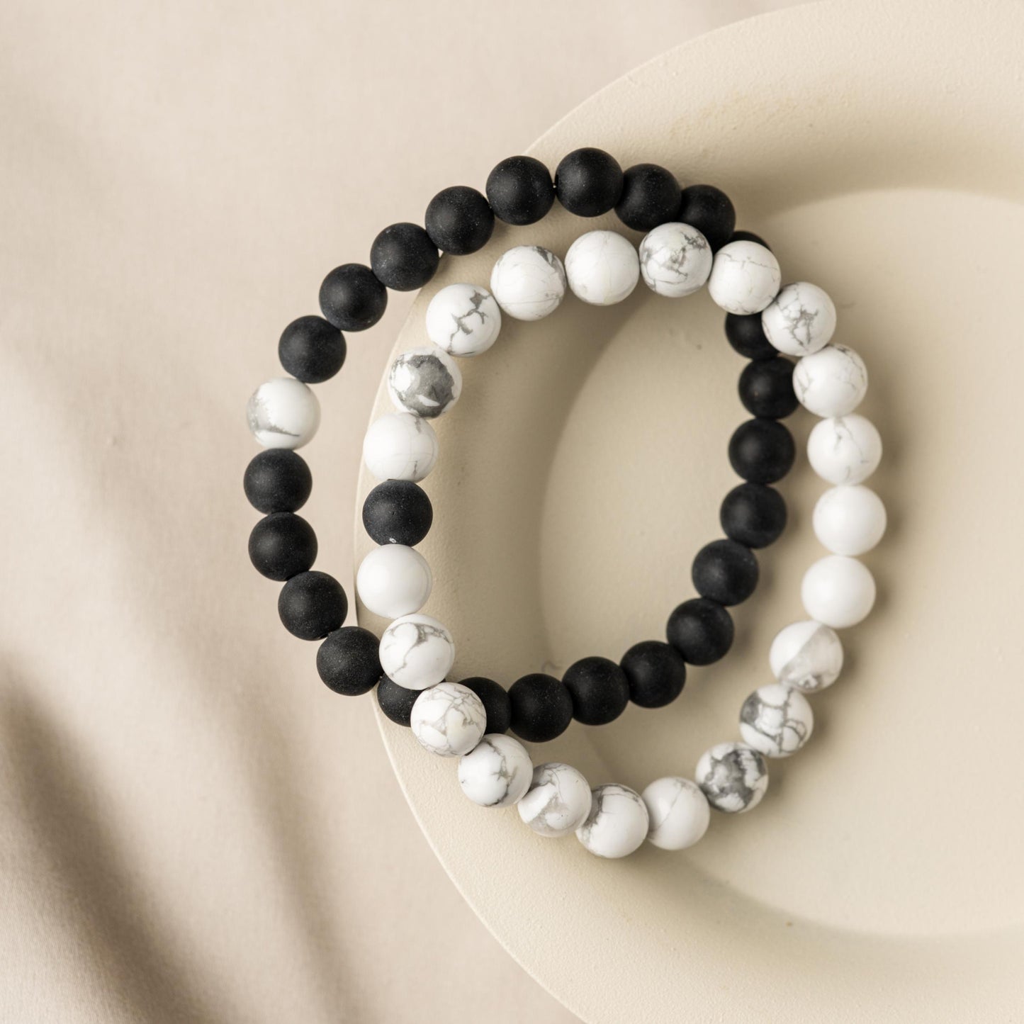 2er-Set - Freundschaftsarmbänder - Howlith & Onyx - Armbandset
