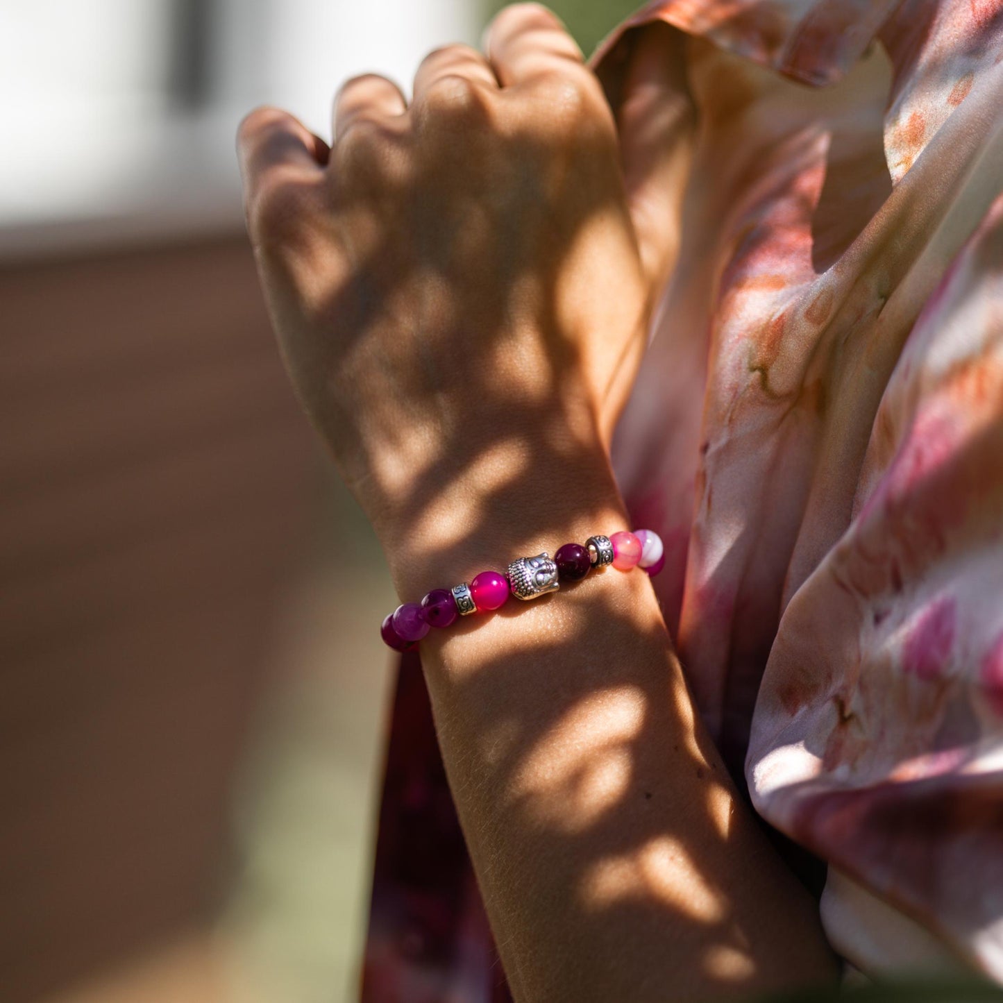 Buddha-Armband – Rosenroter Achat – Stabilität