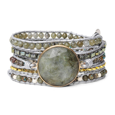 Labradorit Wickelarmband - Facettiert - Jaspis - Verstellbar