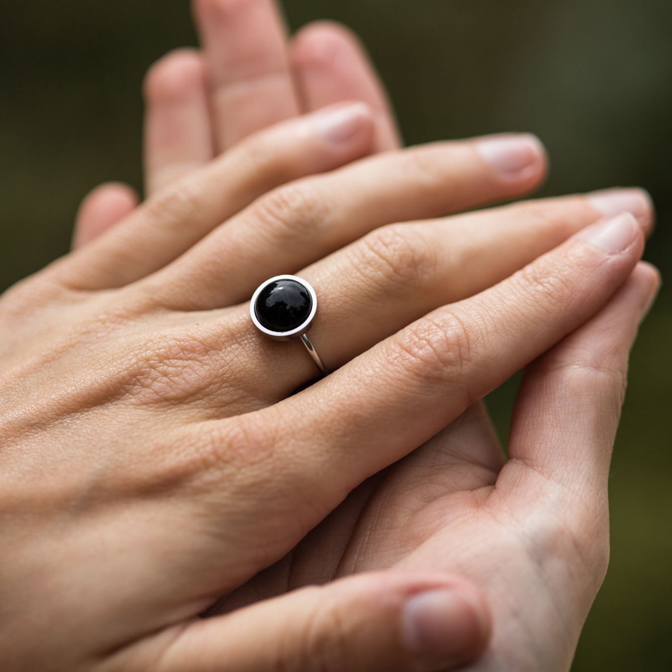 Onyx-Ring – verstellbarer Edelstahl – offener Edelsteinring – Zielstrebigkeit