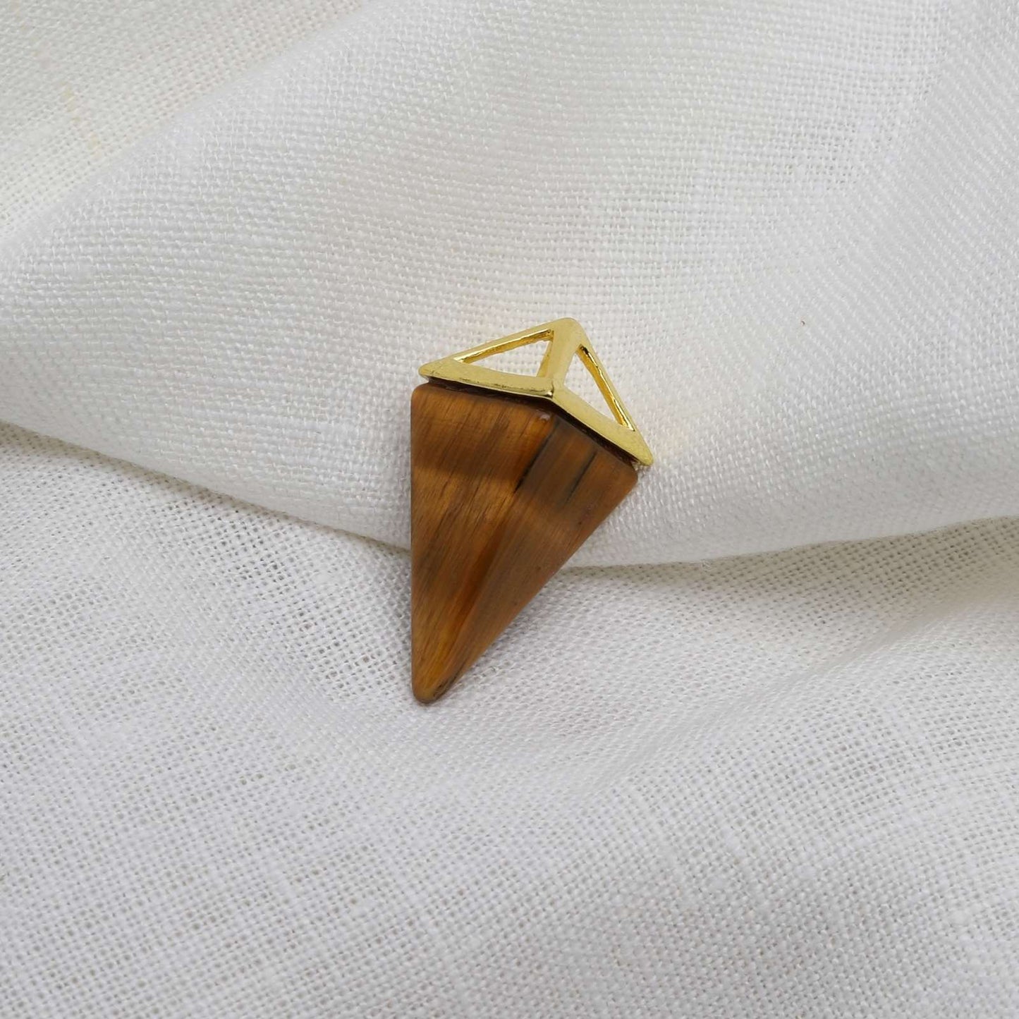 Tigerauge Anhänger - Anhänger Halskette - Goldene Pyramide