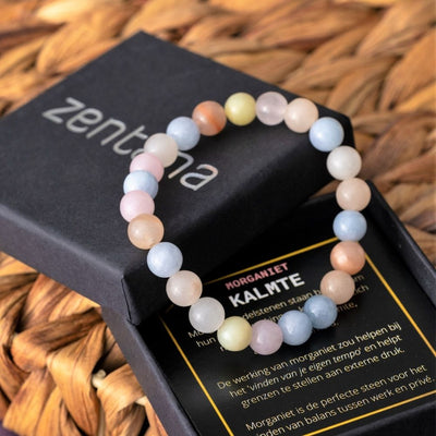 Balance-Armband – natürlicher Morganit und Aquamarin – Pastell – schützend