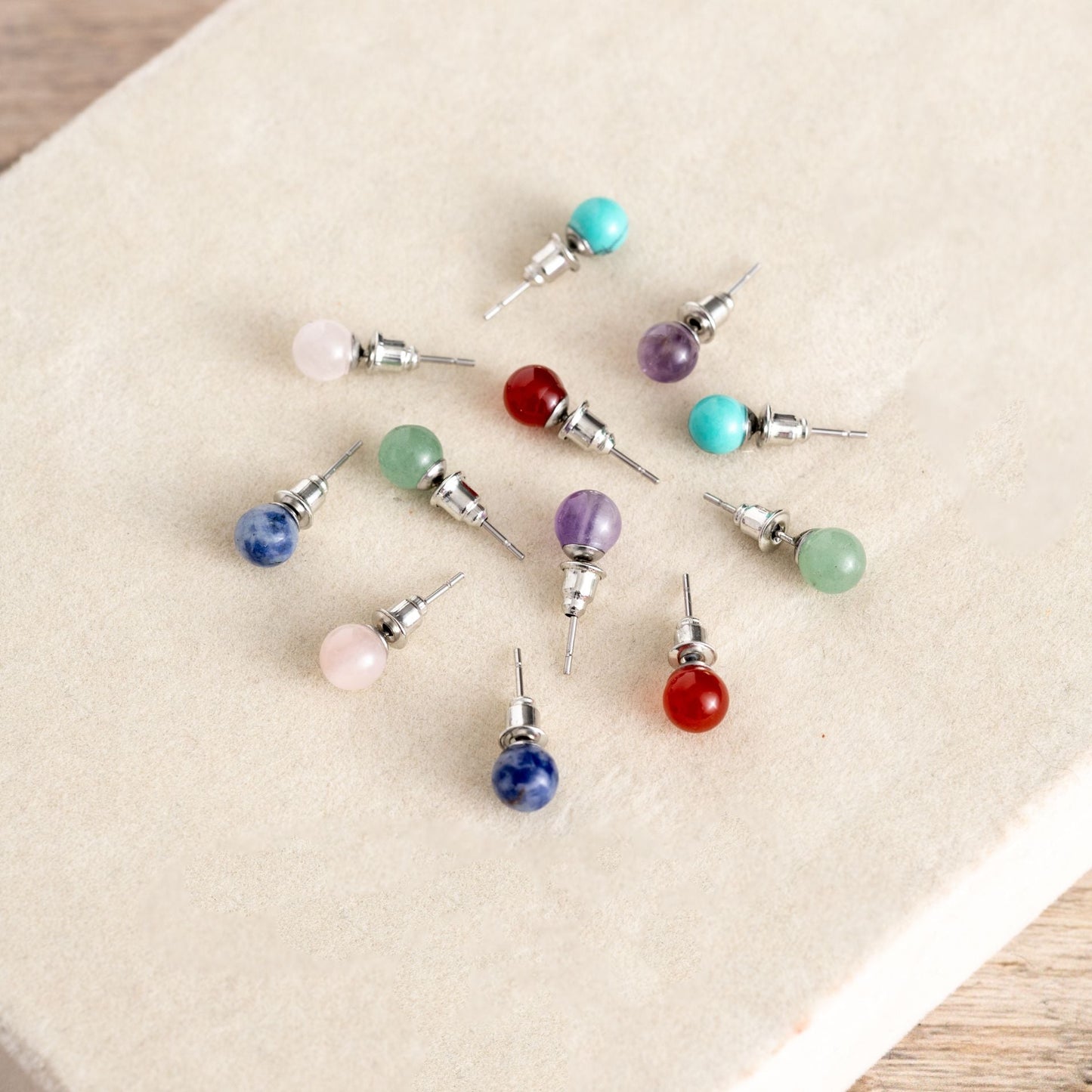 6er-Set - Edelsteinohrringe - Ohrstecker Mix - Ohrstecker Edelsteine