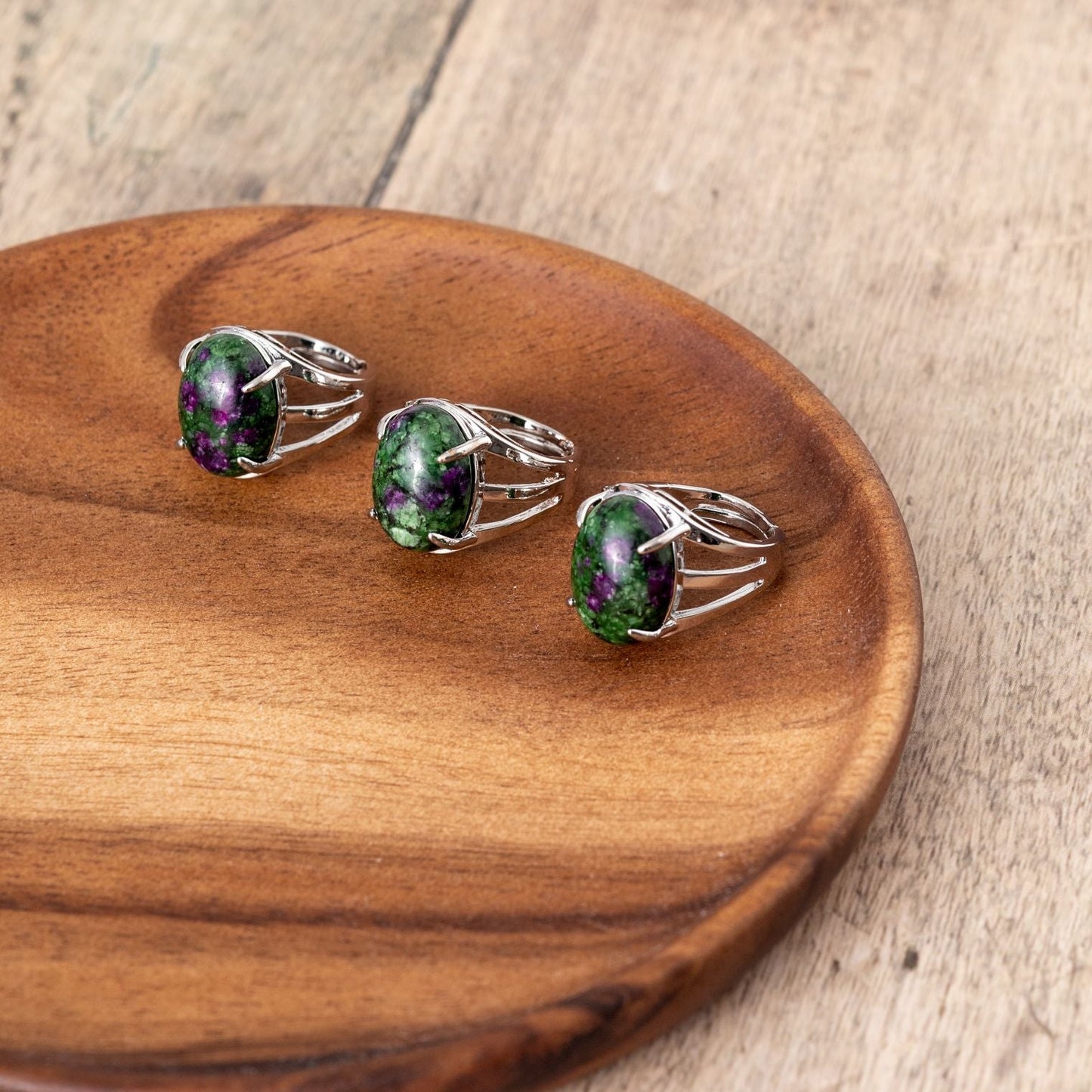Zoisit-Rubin-Ring – Cabochon-Set – Edelstein-Ring – Willenskraft