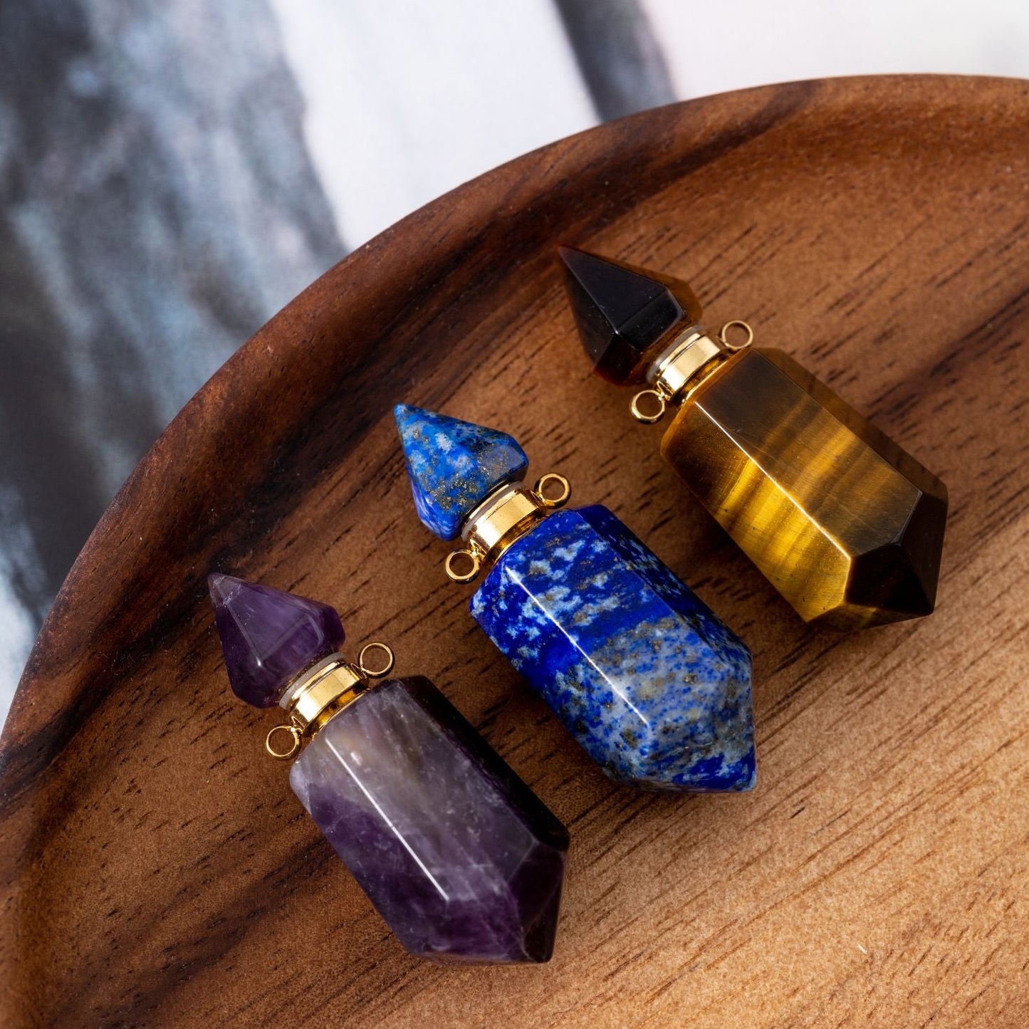 Amethyst-Halskettenanhänger – Edelstein-Elixier – Parfüm- und Asche-Anhänger