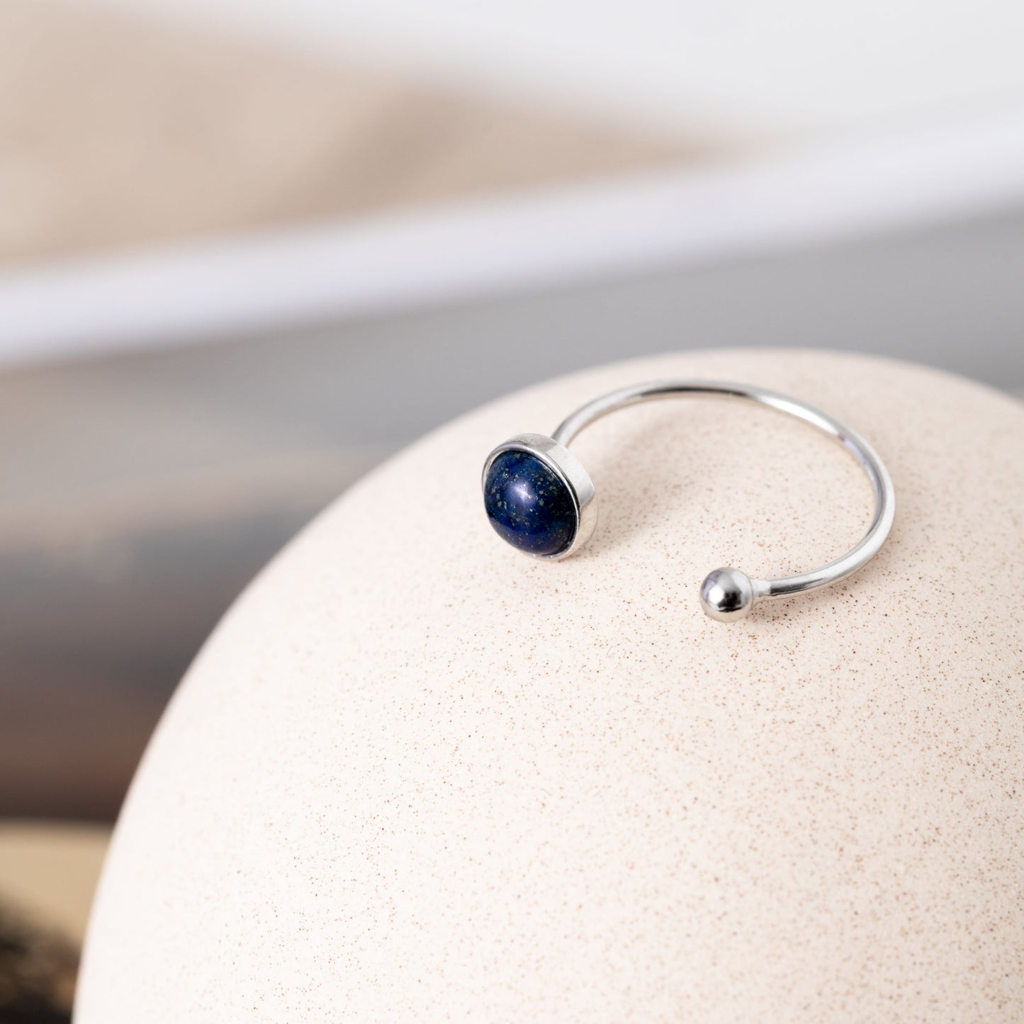 Lapislazuli-Ring – 925er Sterlingsilber – offener Edelsteinring – Kreativität