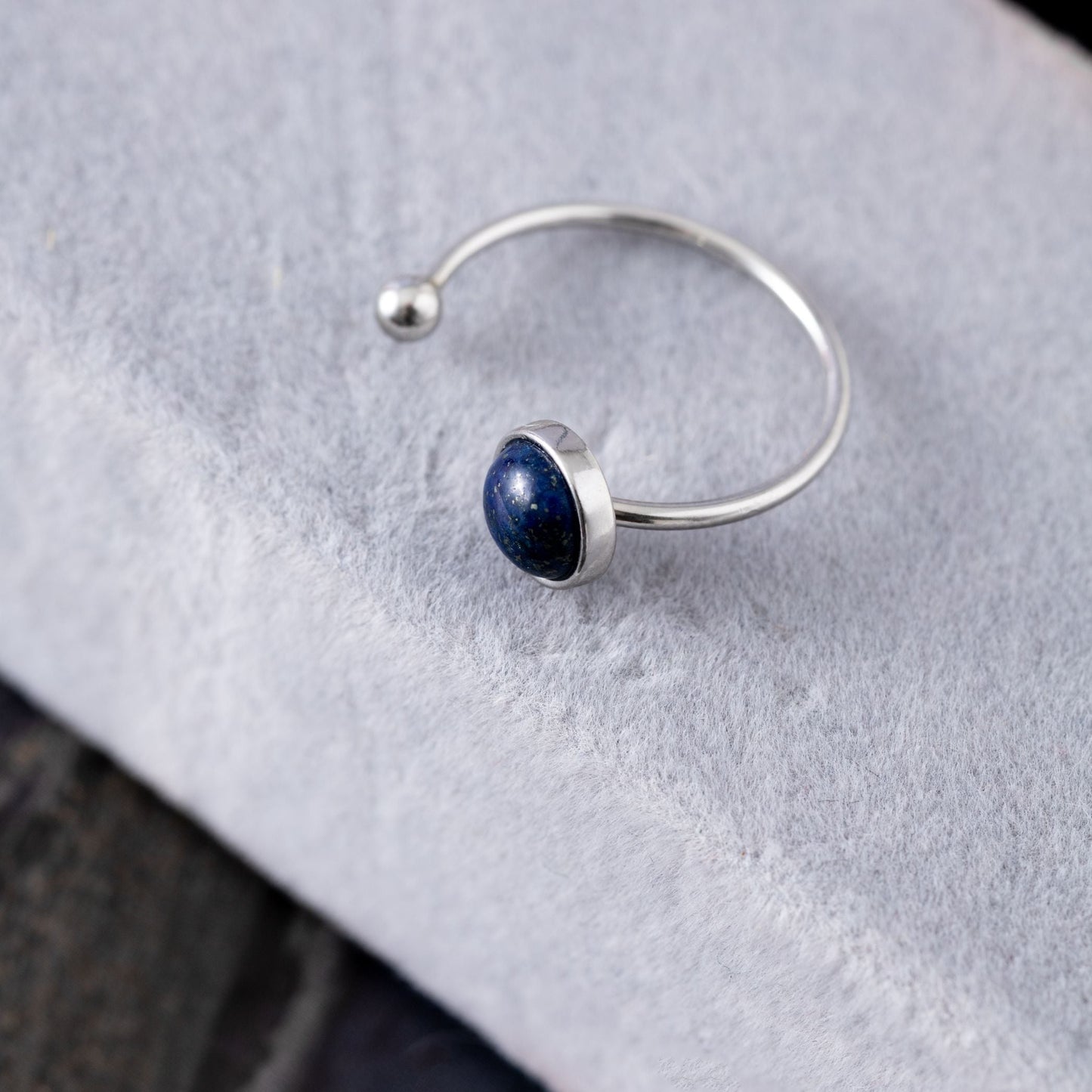 Lapislazuli-Ring – 925er Sterlingsilber – offener Edelsteinring – Kreativität