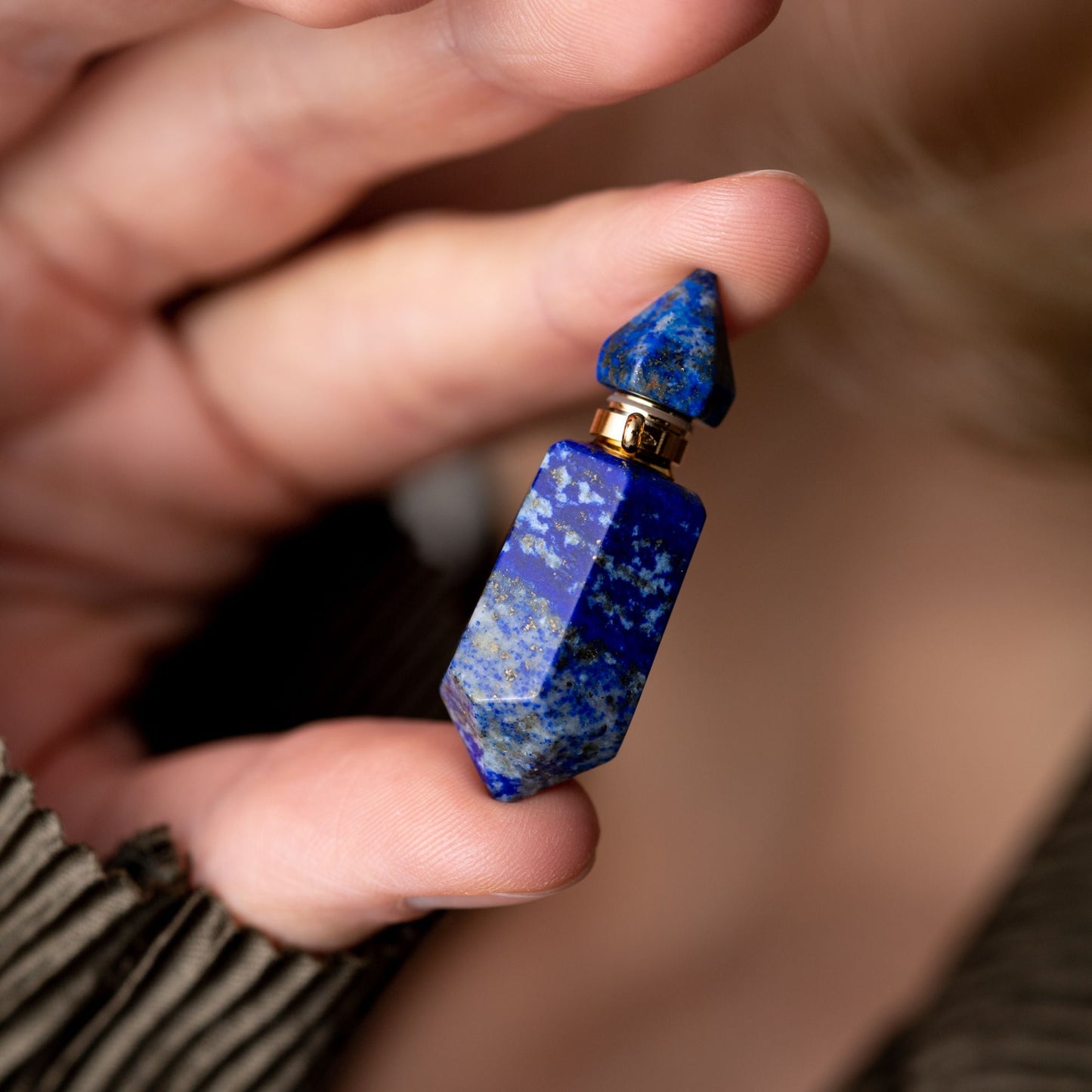 Lapislazuli-Halskettenanhänger – Edelstein-Elixier – Parfüm- und Asche-Anhänger
