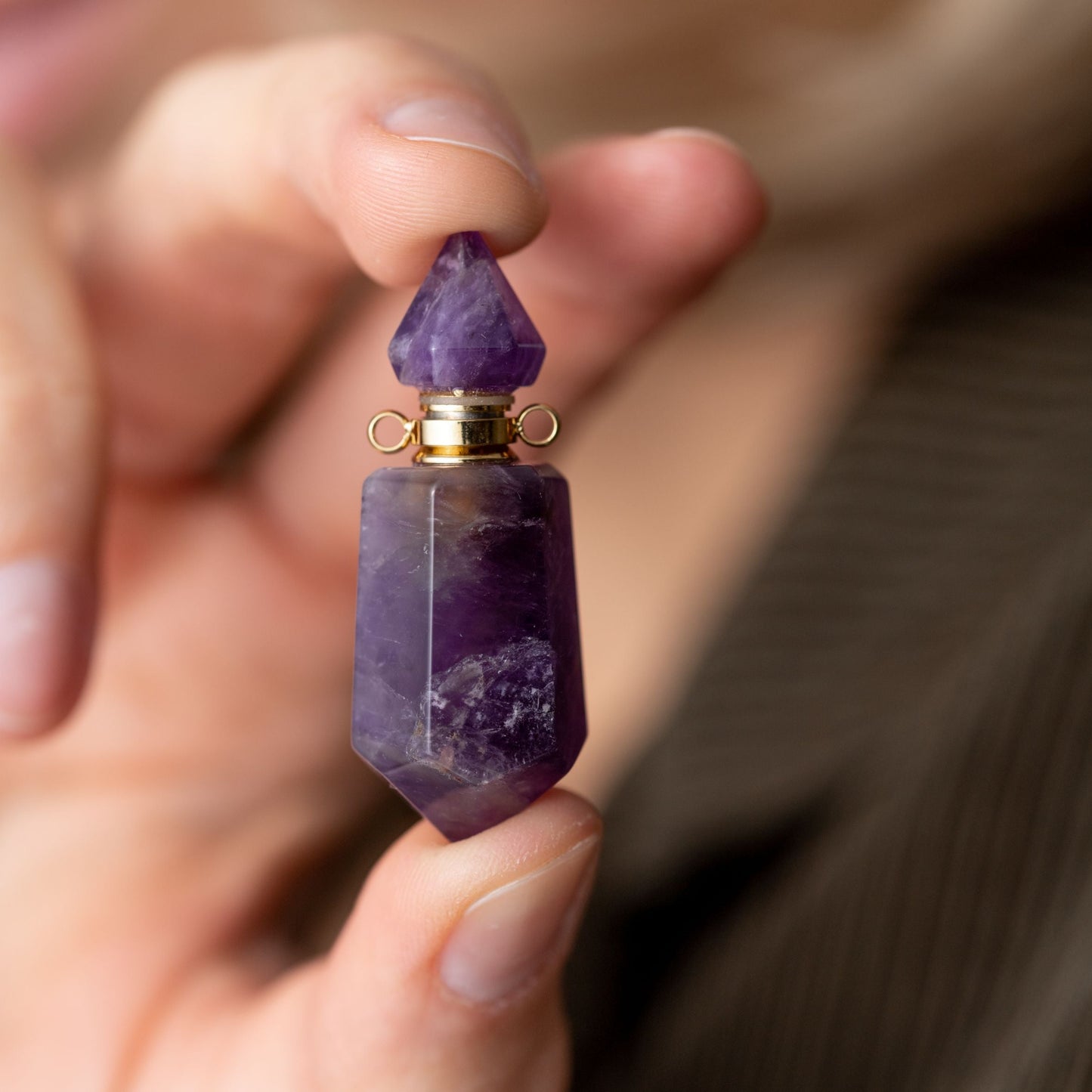 Amethyst-Halskettenanhänger – Edelstein-Elixier – Parfüm- und Asche-Anhänger