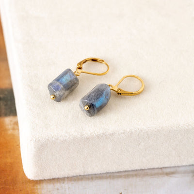 Labradorit Ohrringe – Edelstein Ohrringe – Edelstahl Gold – Schutz