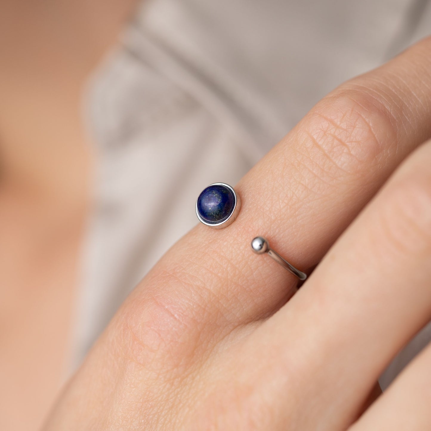 Lapislazuli-Ring – 925er Sterlingsilber – offener Edelsteinring – Kreativität