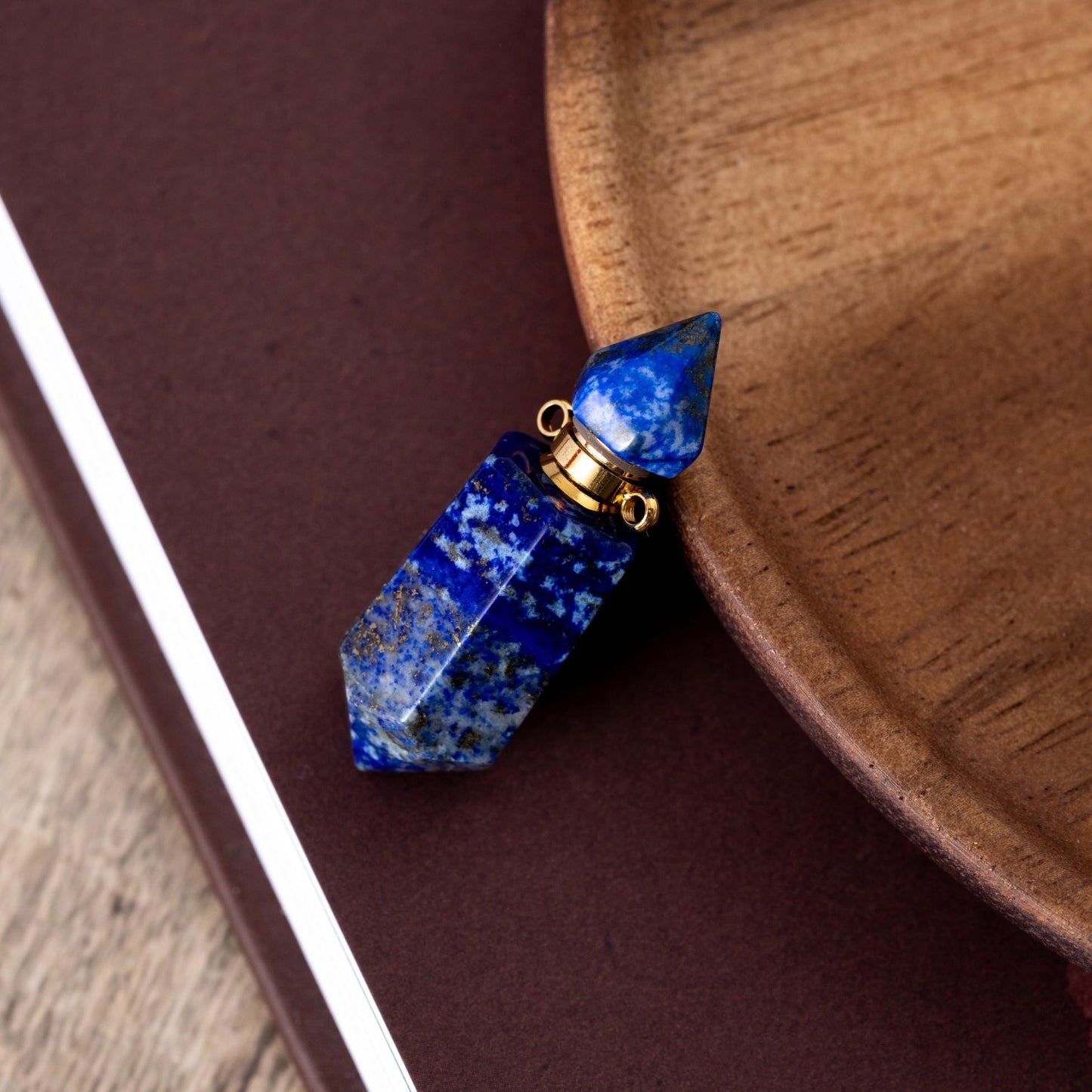 Lapislazuli-Halskettenanhänger – Edelstein-Elixier – Parfüm- und Asche-Anhänger