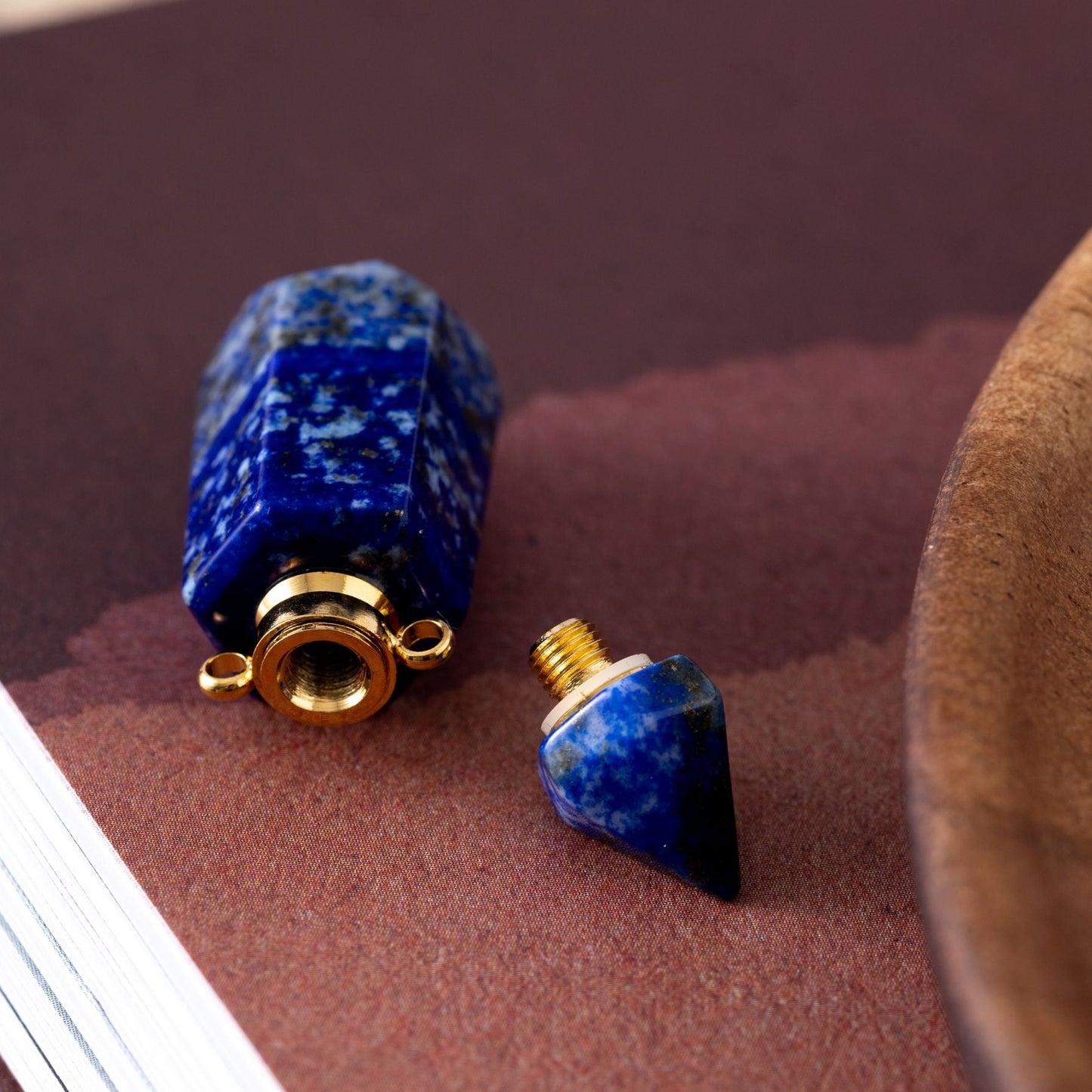 Lapislazuli-Halskettenanhänger – Edelstein-Elixier – Parfüm- und Asche-Anhänger
