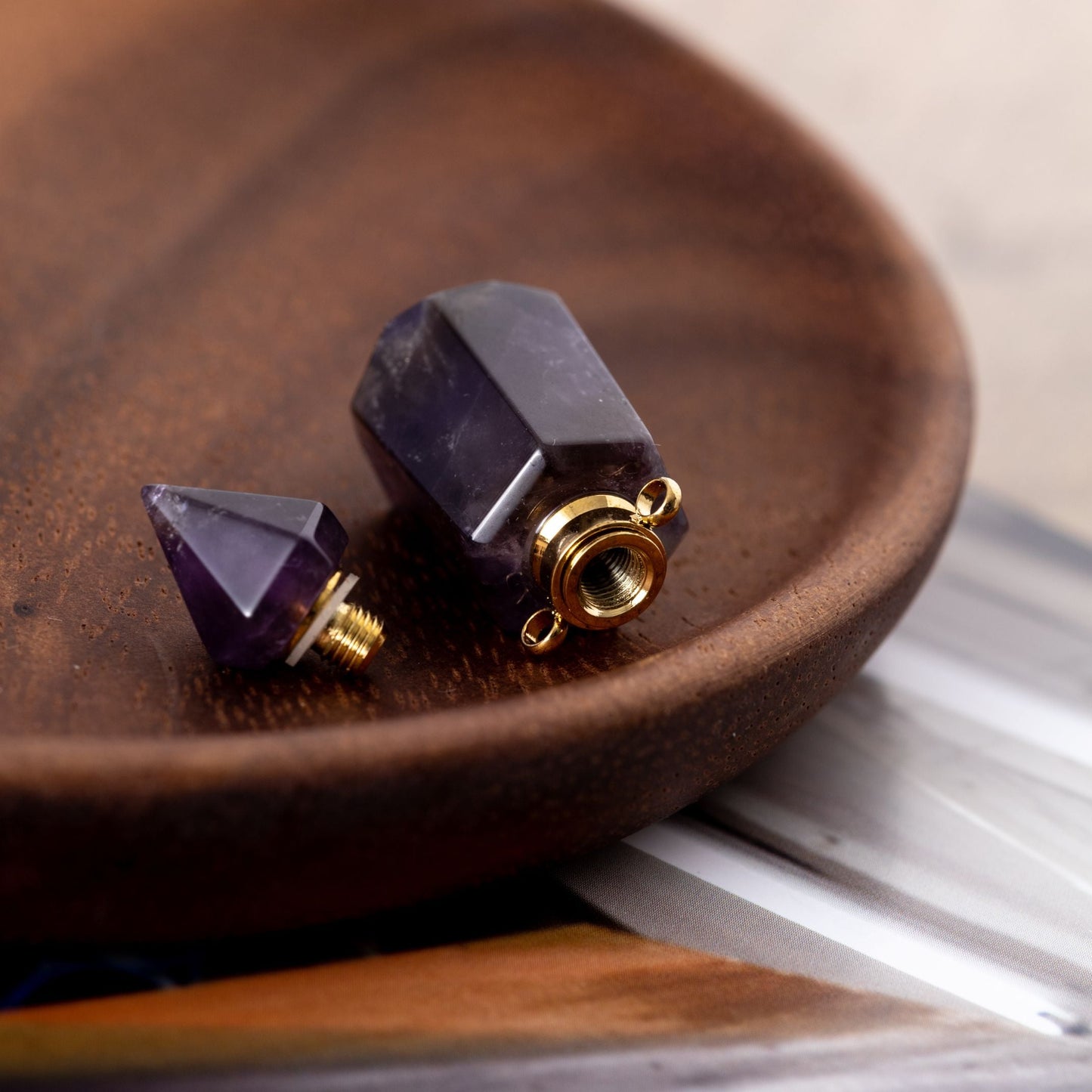 Amethyst-Halskettenanhänger – Edelstein-Elixier – Parfüm- und Asche-Anhänger