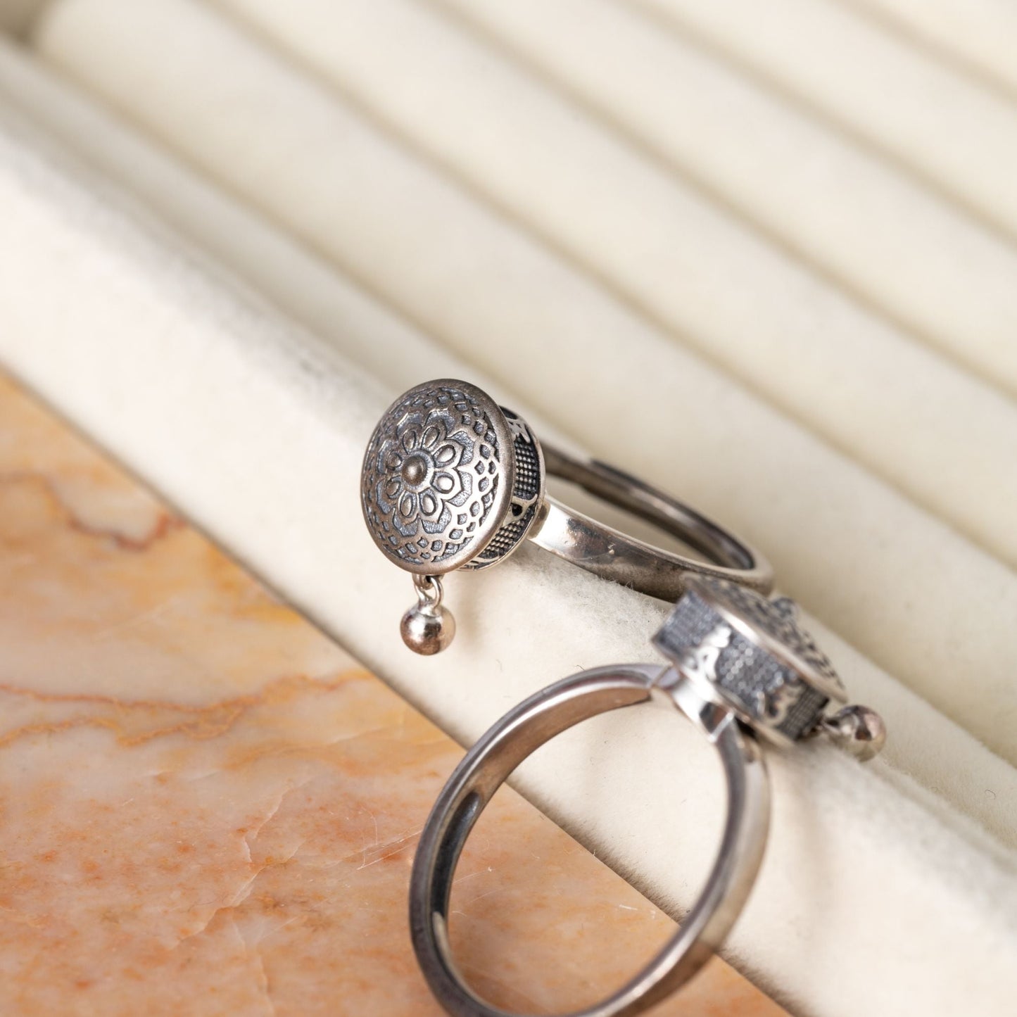 Tibetischer Lotusring – 925er Sterlingsilber – Gebetsmühle – Glücksring