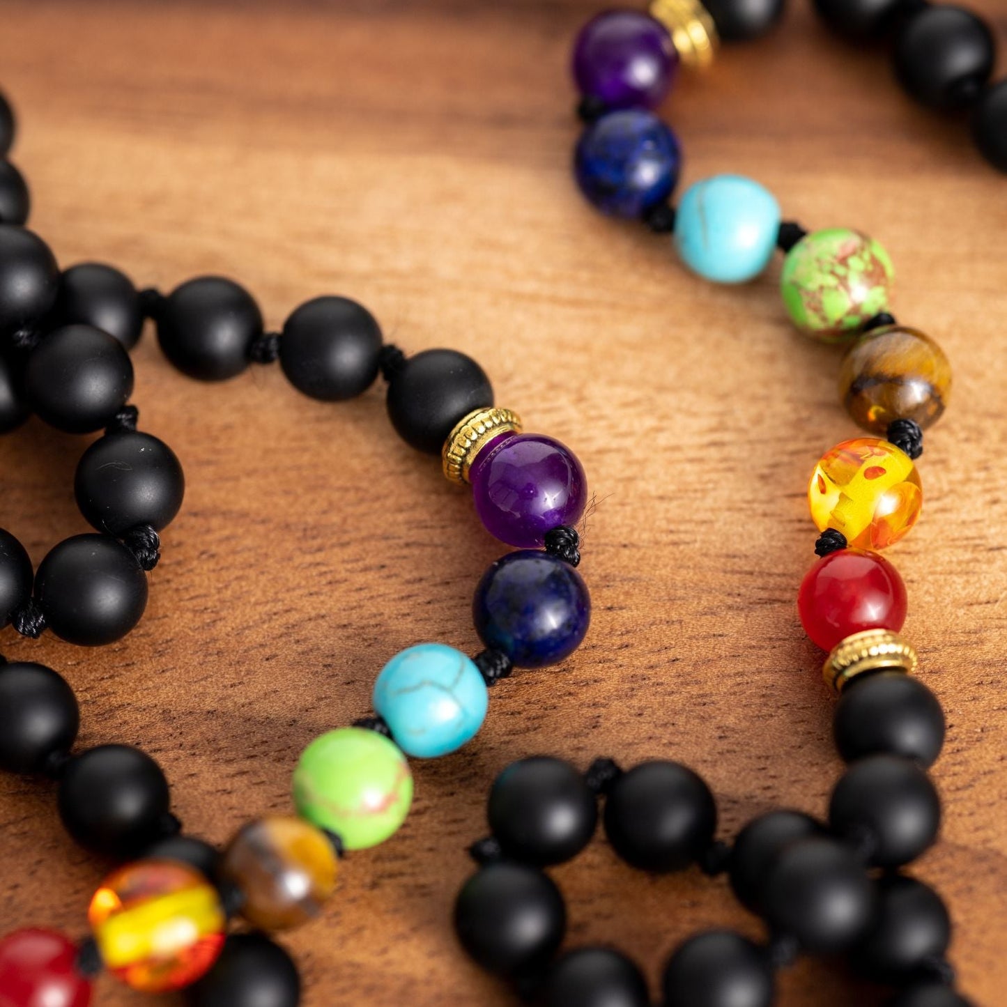 Chakra Mala – Mattierter Onyx – Baum des Lebens Quaste – Balance