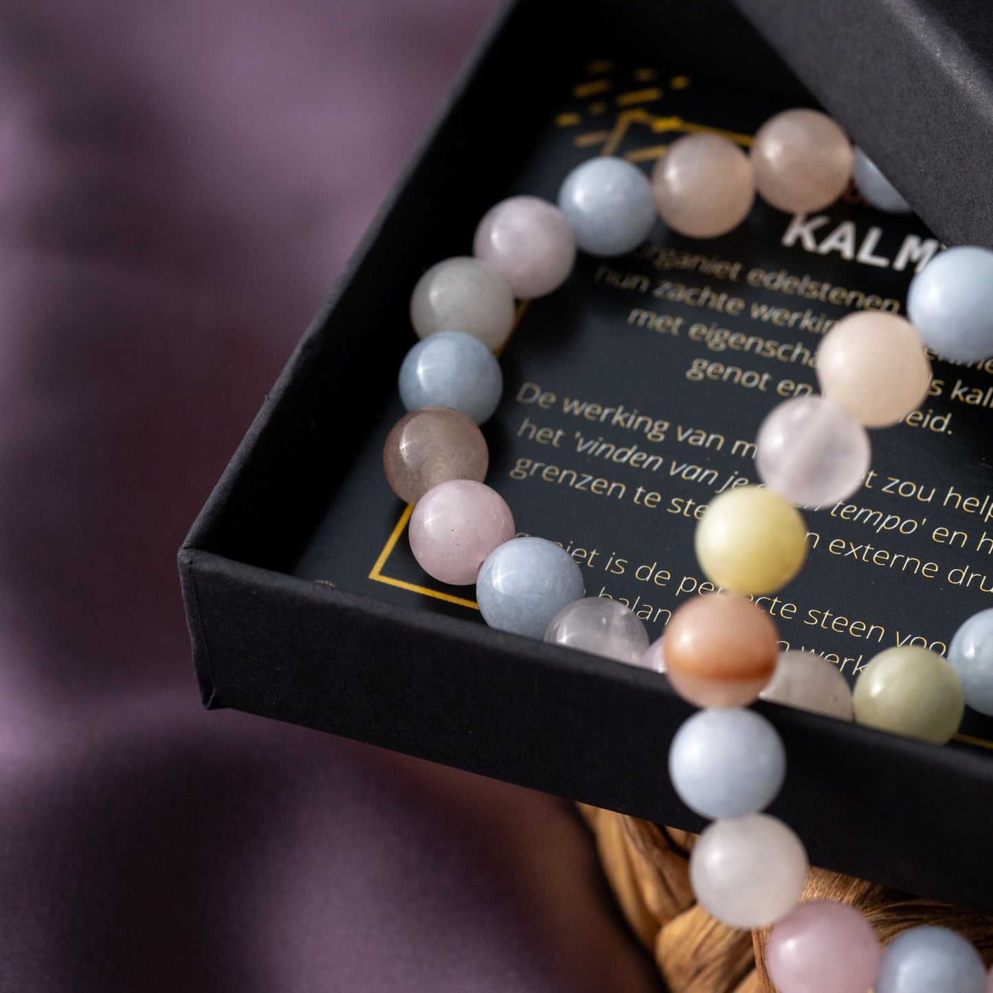 Balance-Armband – natürlicher Morganit und Aquamarin – Pastell – schützend