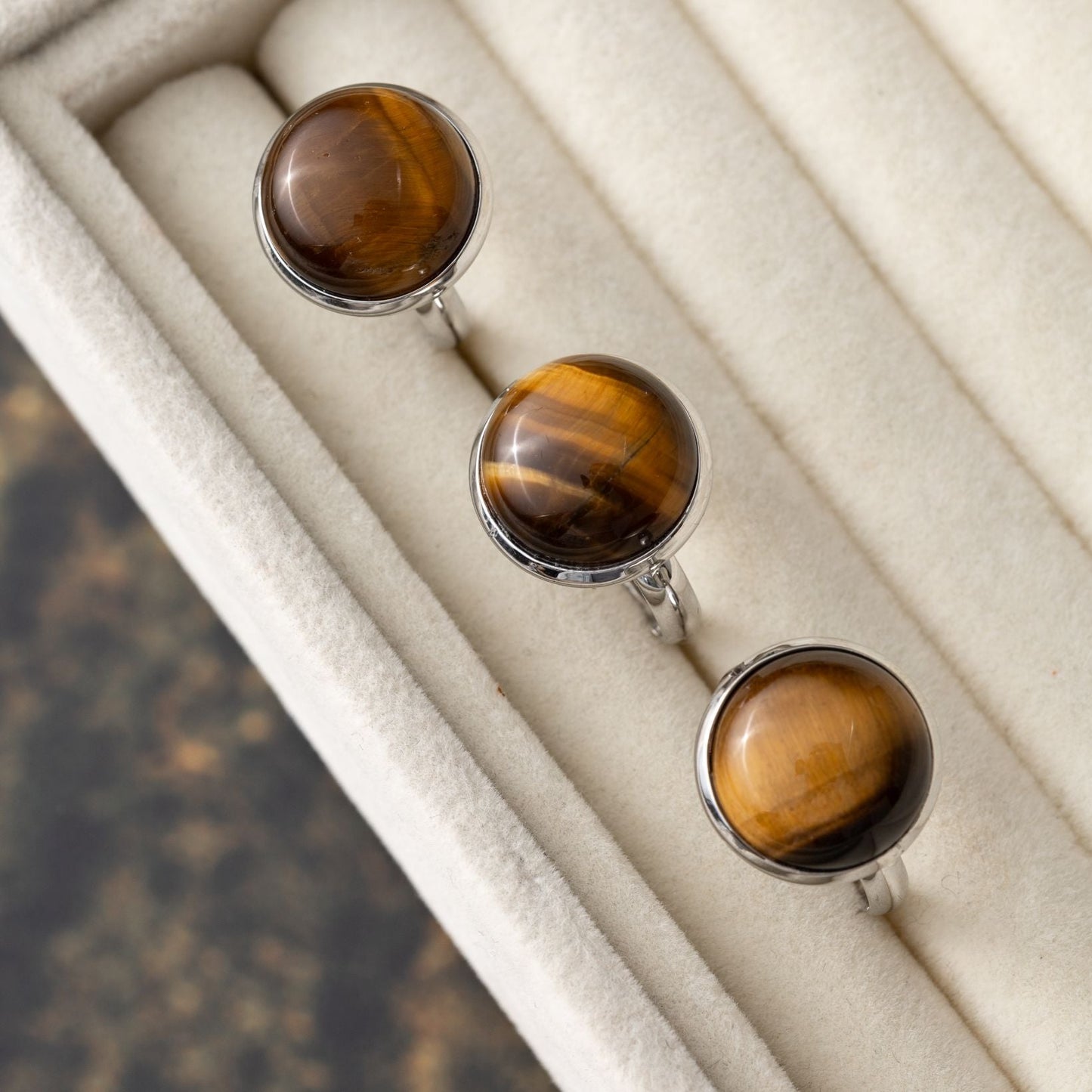 Tigerauge-Edelstein-Ring – verstellbar – Schutz