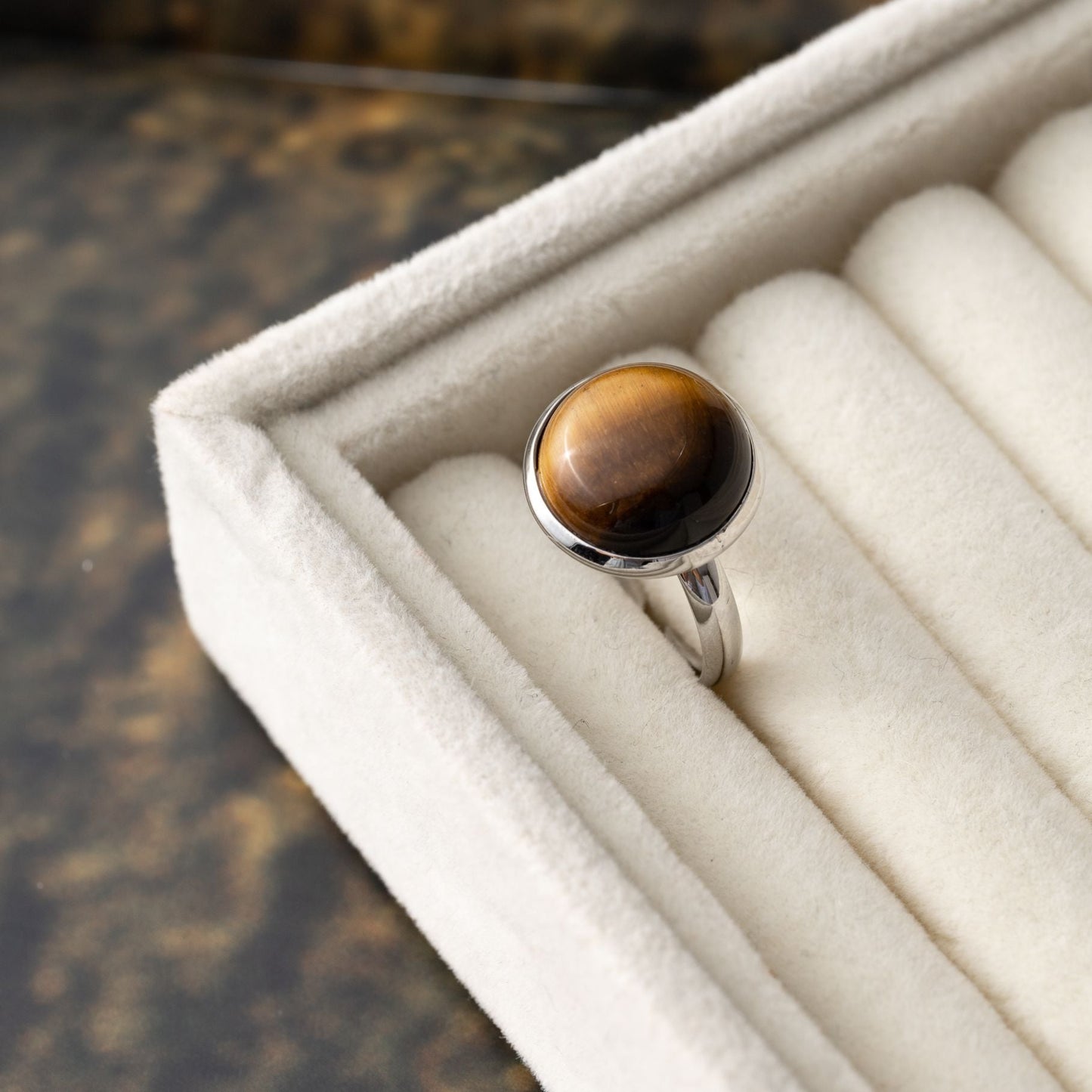 Tigerauge-Edelstein-Ring – verstellbar – Schutz
