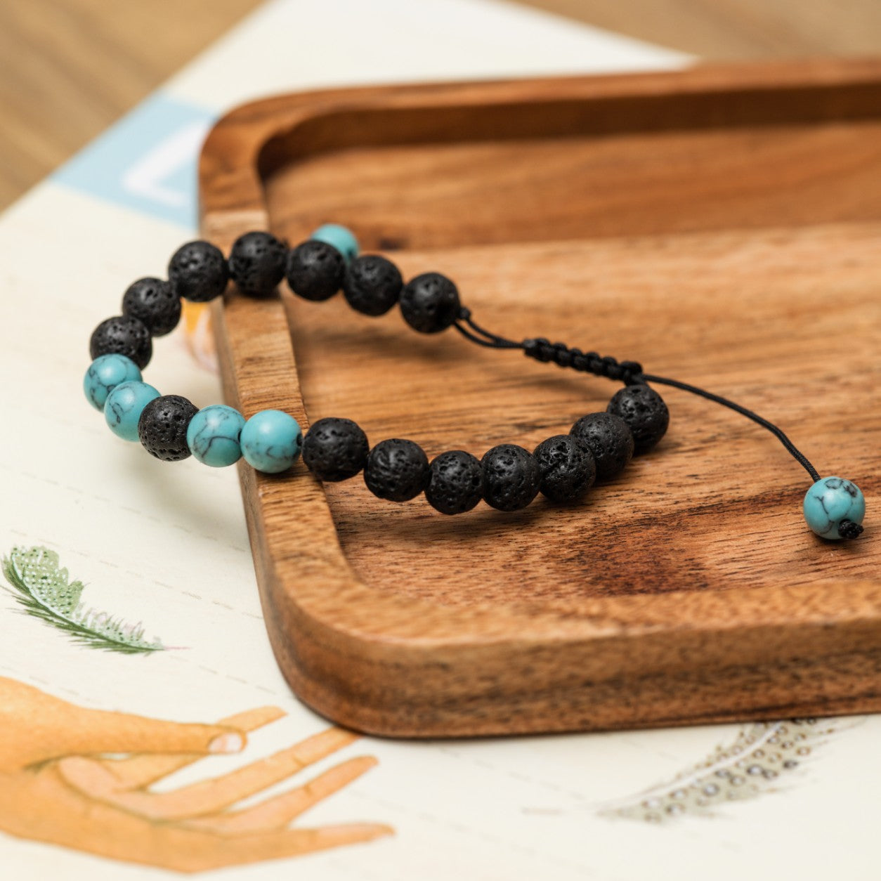 Lavastein-Armband – Turquenit – verstellbar – Positivität