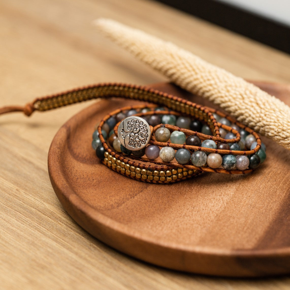 Wickelarmband Balance - Baum des Lebens - Indischer Achat - Lebensfreude