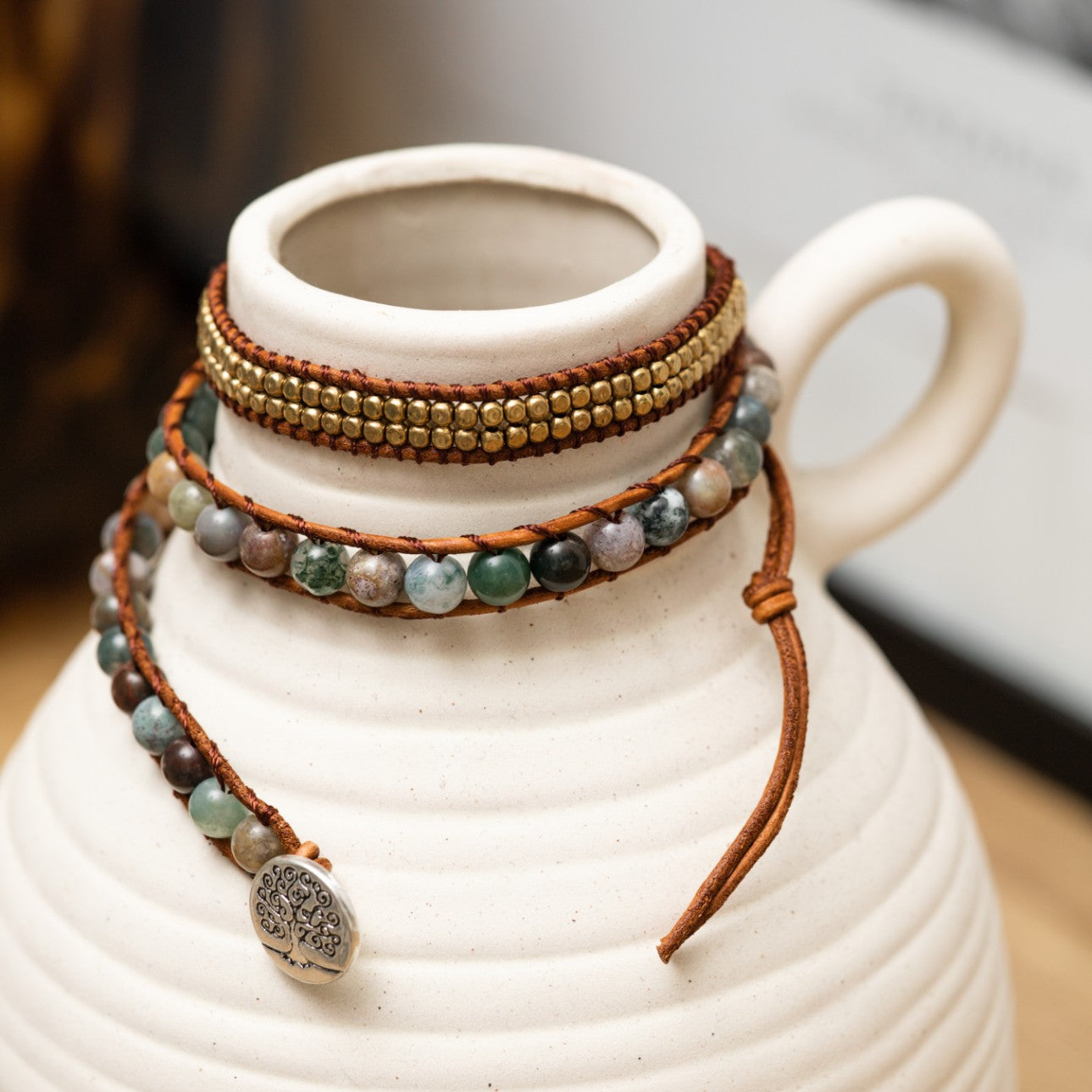 Wickelarmband Balance - Baum des Lebens - Indischer Achat - Lebensfreude