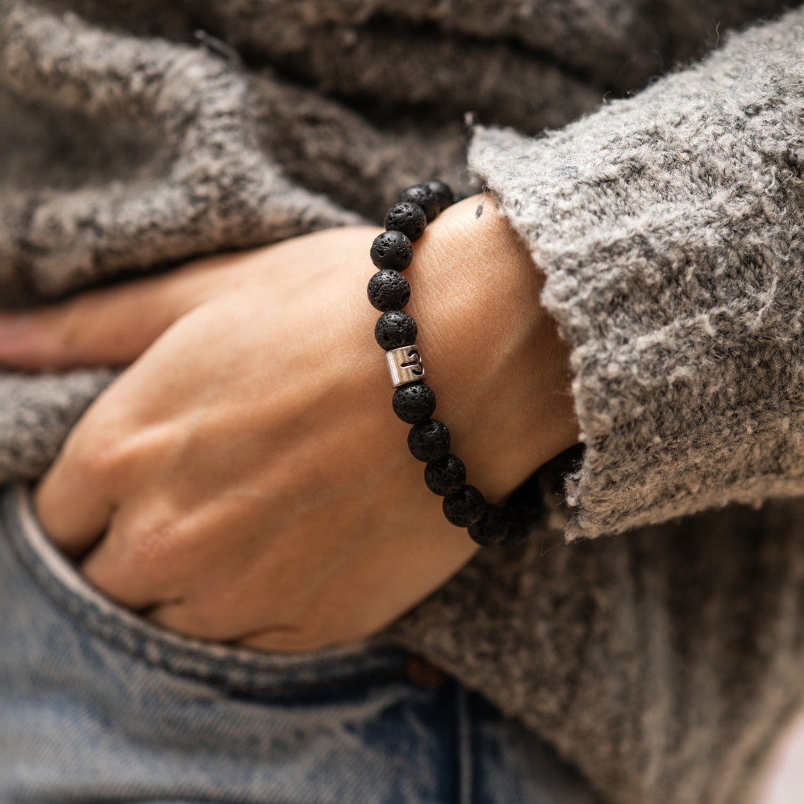 Sternzeichen-Edelstein-Armband – Lavastein-Silber – Horoskop-Armband