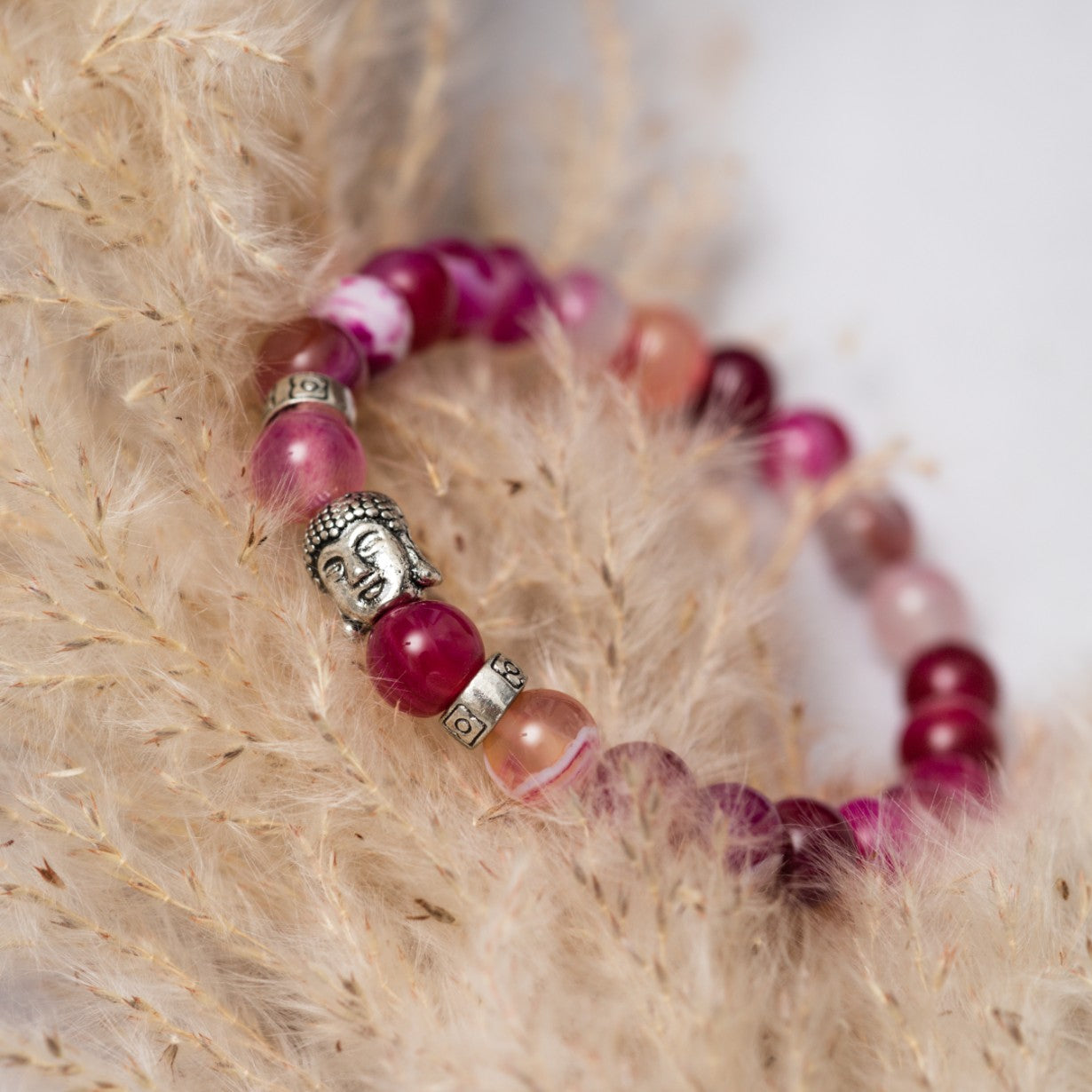 Buddha-Armband – Rosenroter Achat – Stabilität