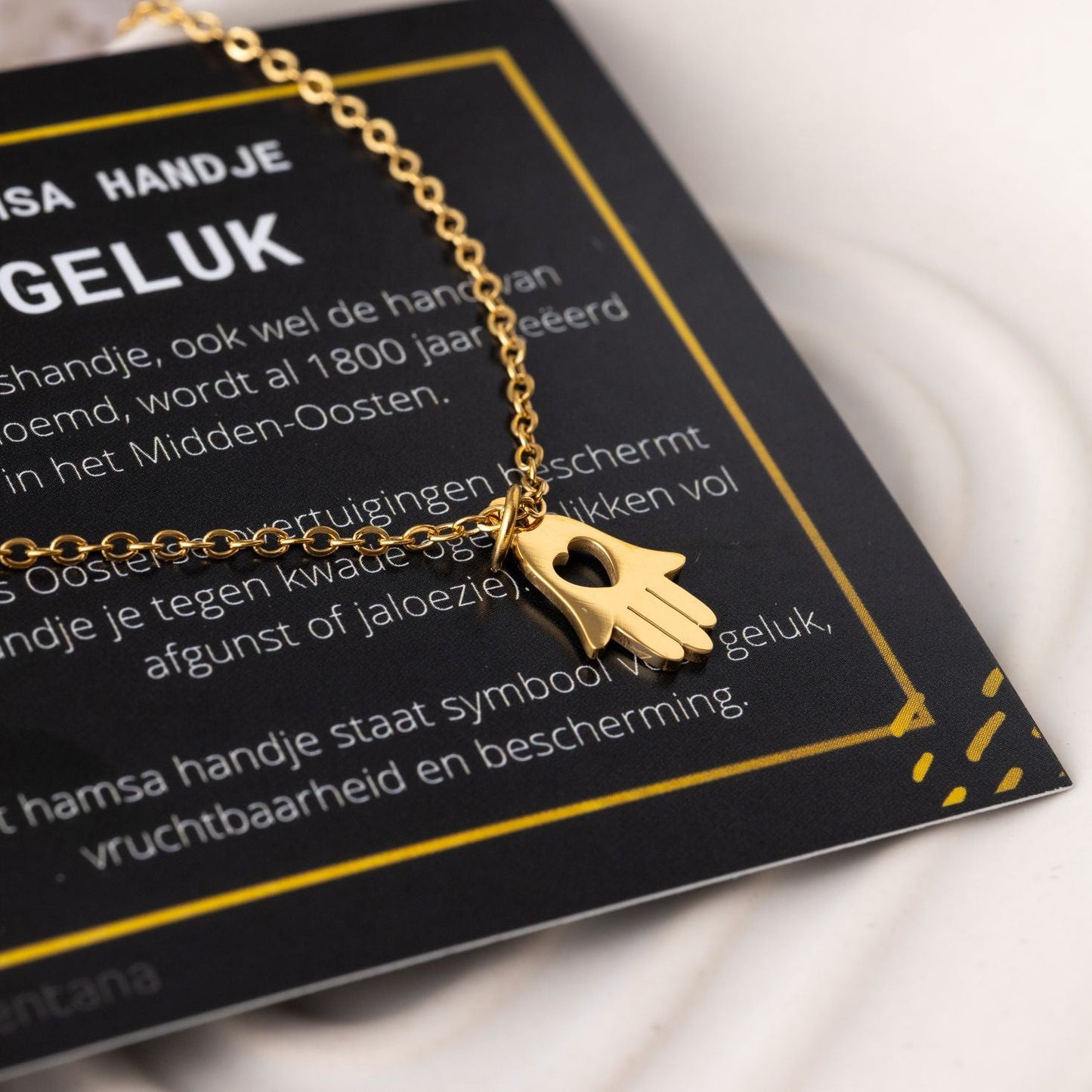 Hamsa-Halskette – Edelstahl – Hand der Fatima – Gold