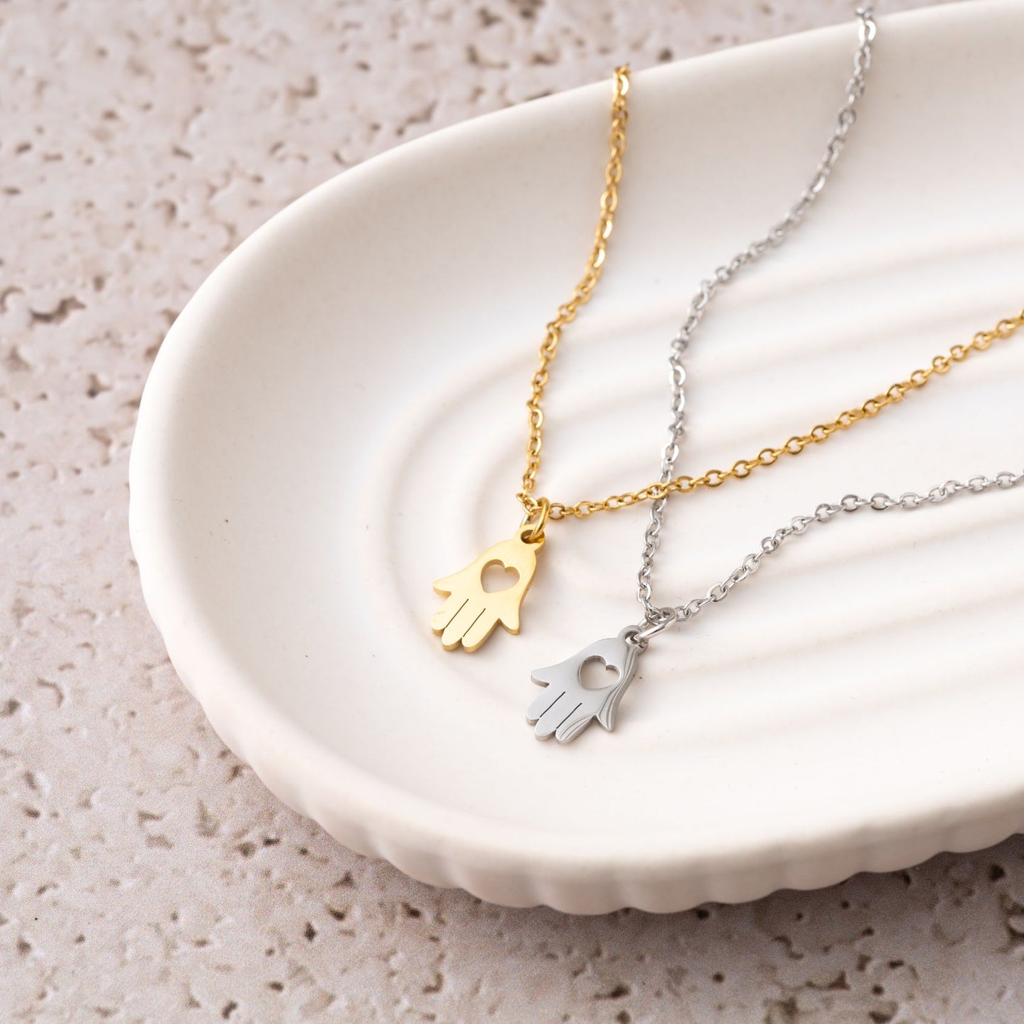 Hamsa-Halskette – Edelstahl – Hand der Fatima – Gold