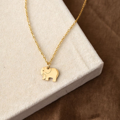Elefanten-Halskette – Edelstahl – Gold – Weisheit