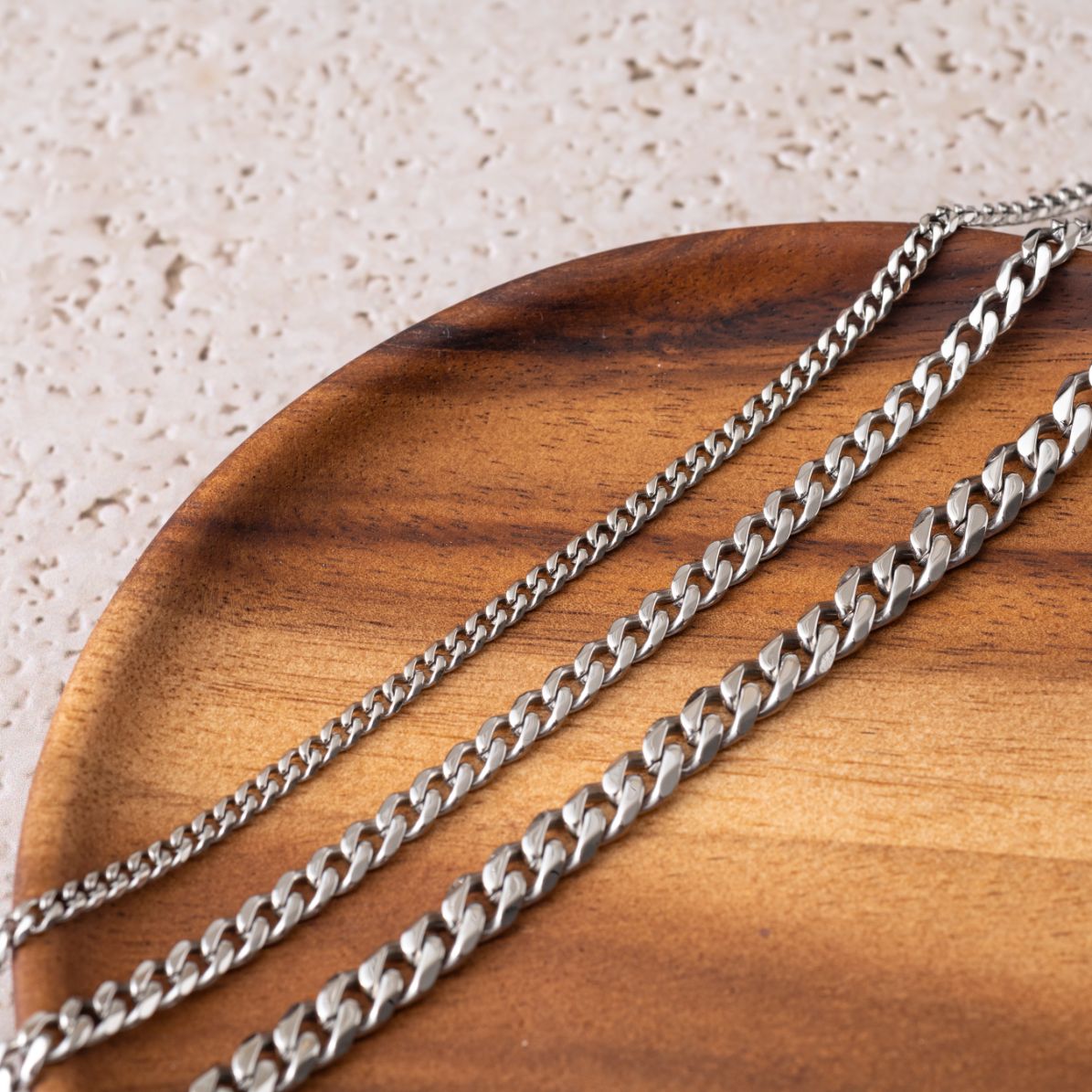 Gliederkette Edelstahl - Kubanisches Kettenglied - Edelstahl Silber - 3 MM - 5 MM - 7 MM