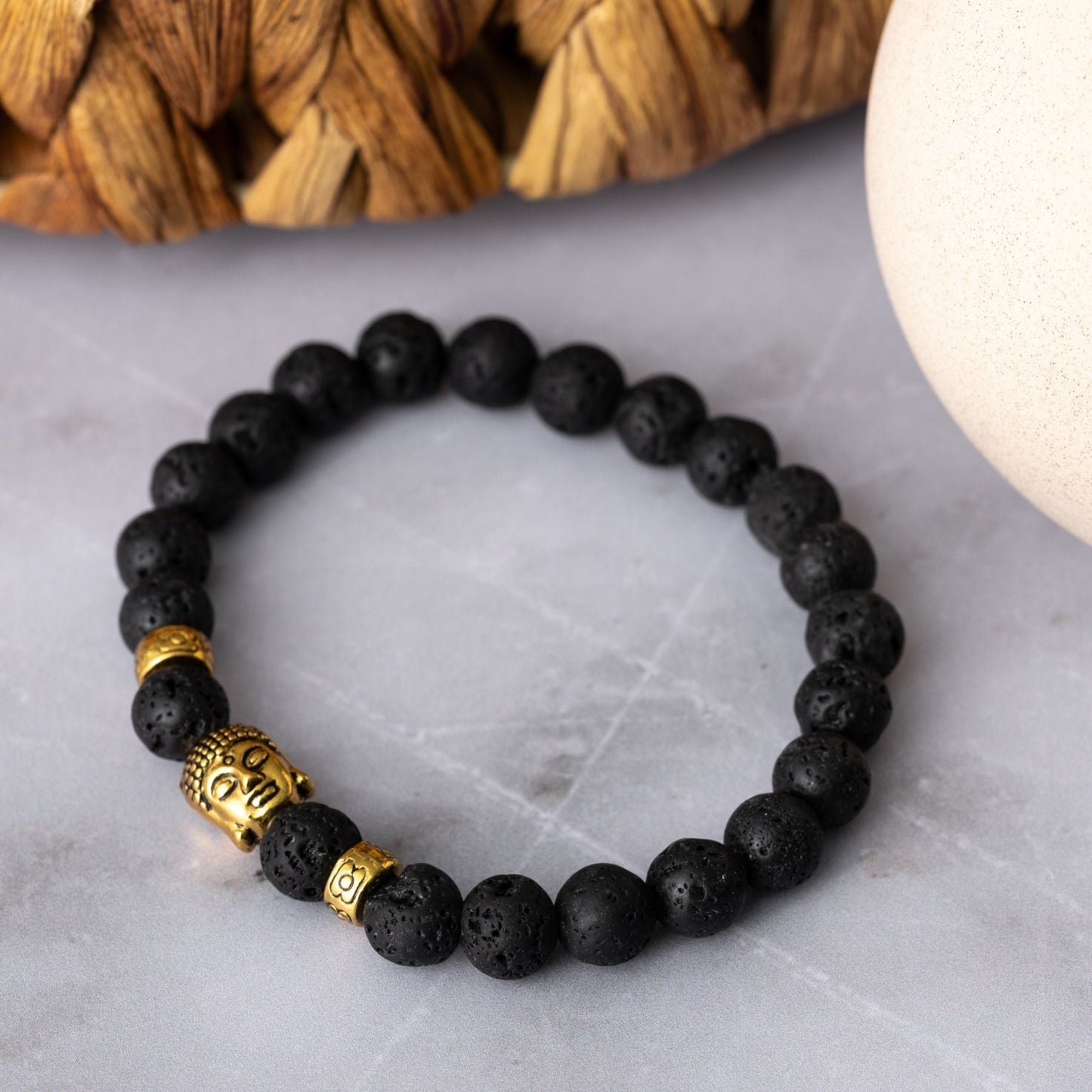Buddha-Armband - Lavastein goldfarben - Persevere