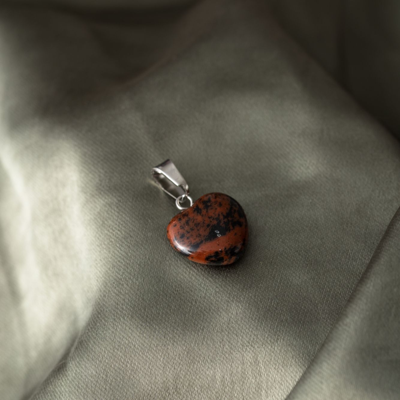 Anhänger Edelstein Herz - Cut Heart Mahagoni Obsidian - Selbsterkenntnis