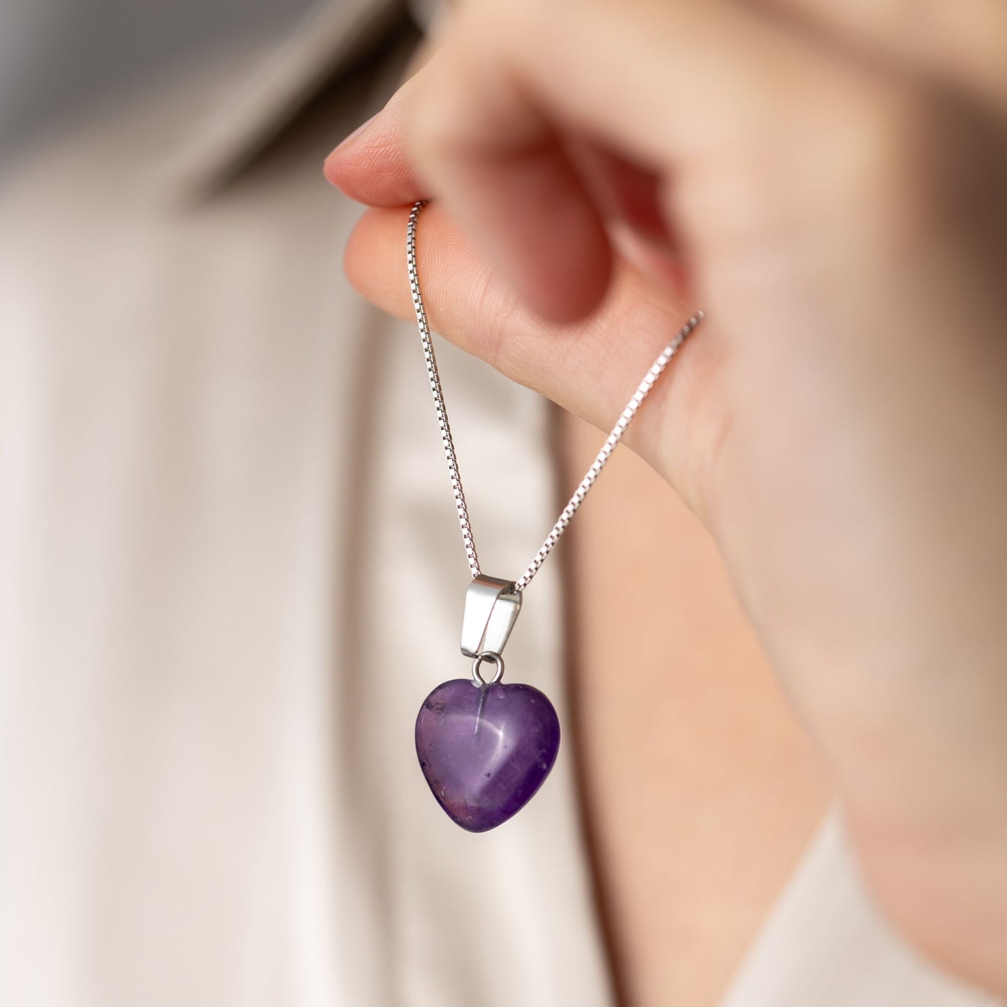 Anhänger Edelstein Herz - Geschliffenes Amethyst Herz - Intuition